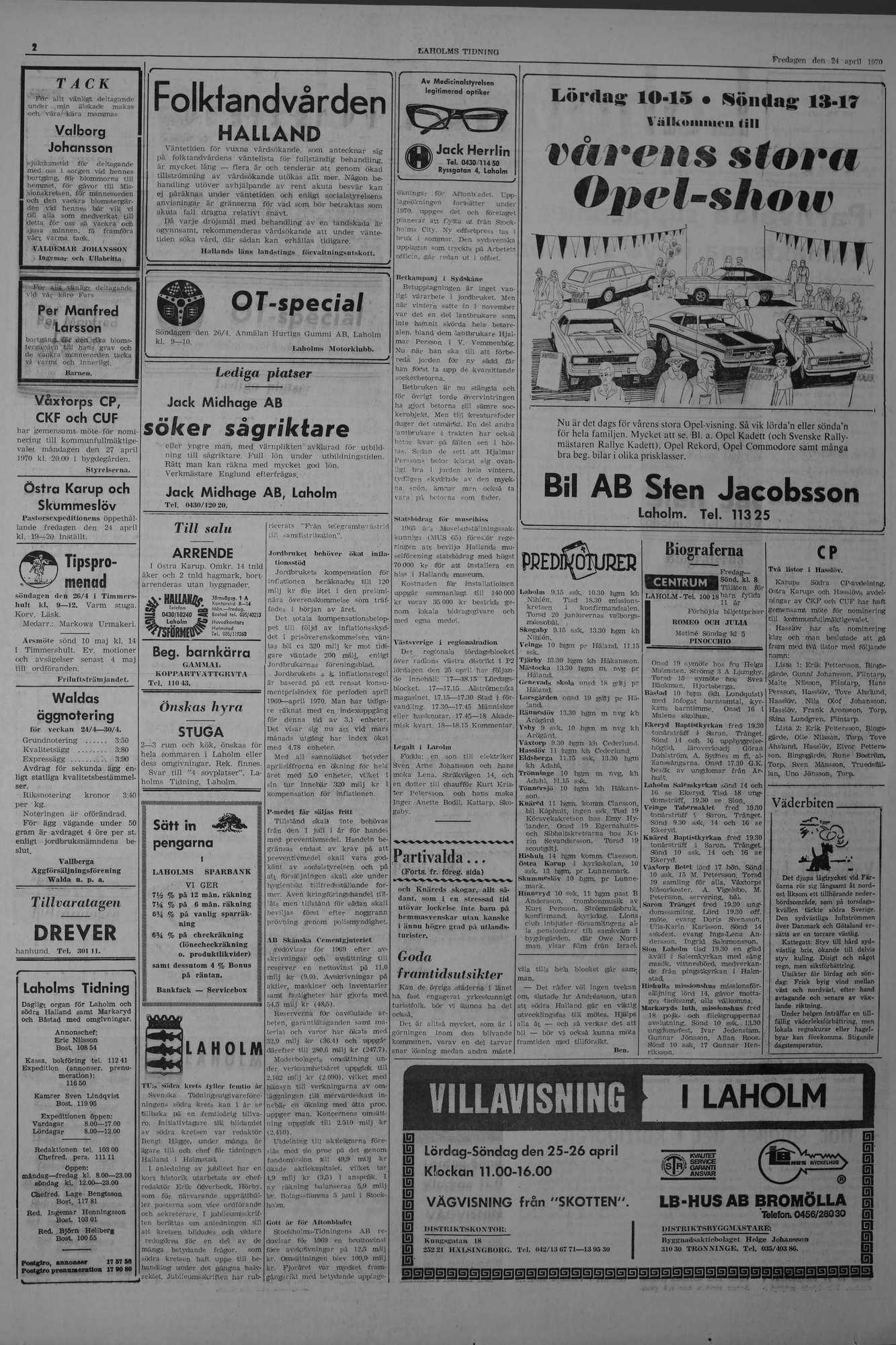 Laholms Tidning Fredag 24 april 1970, sida 2