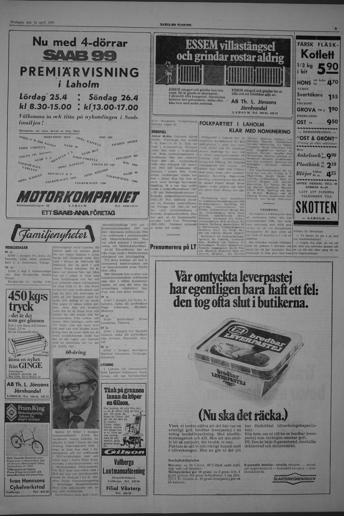 Laholms Tidning Fredag 24 april 1970, sida 3