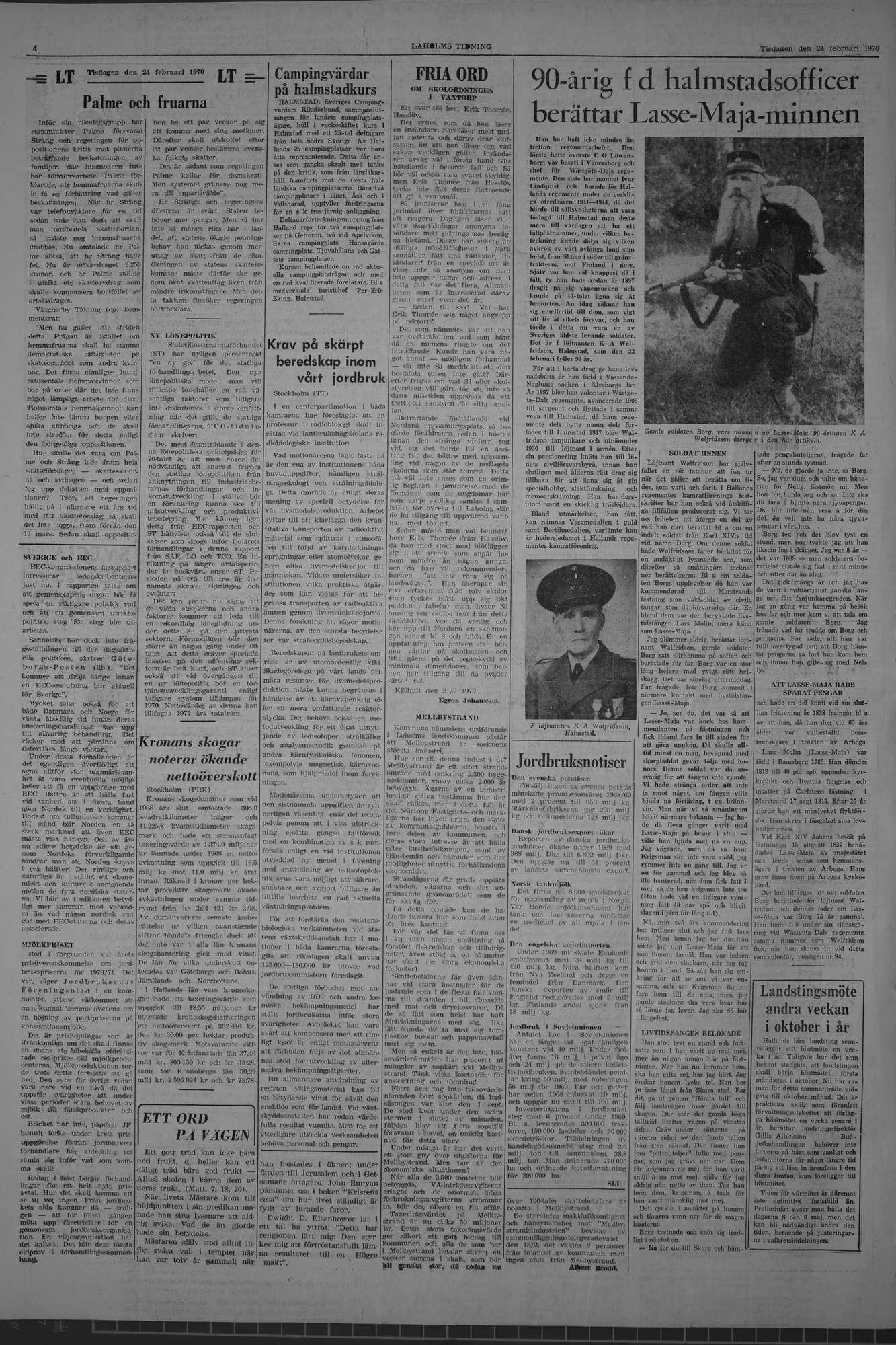 Laholms Tidning Tisdag 24 februari 1970, sida 4