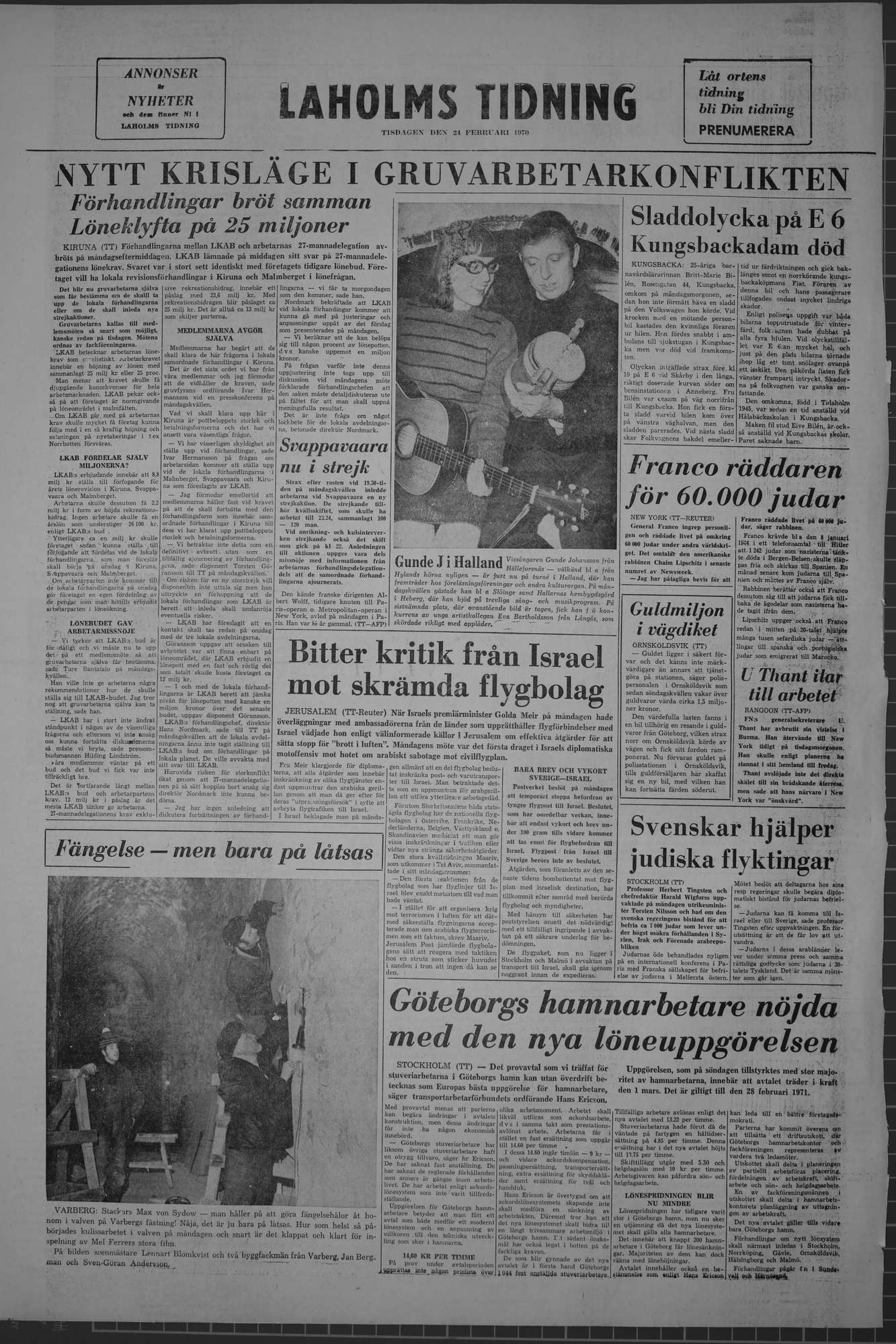 Laholms Tidning Tisdag 24 februari 1970, sida 8