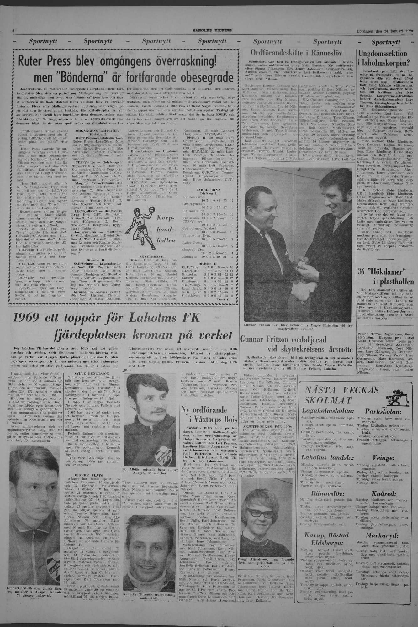 Laholms Tidning Lördag 24 januari 1970, sida 6