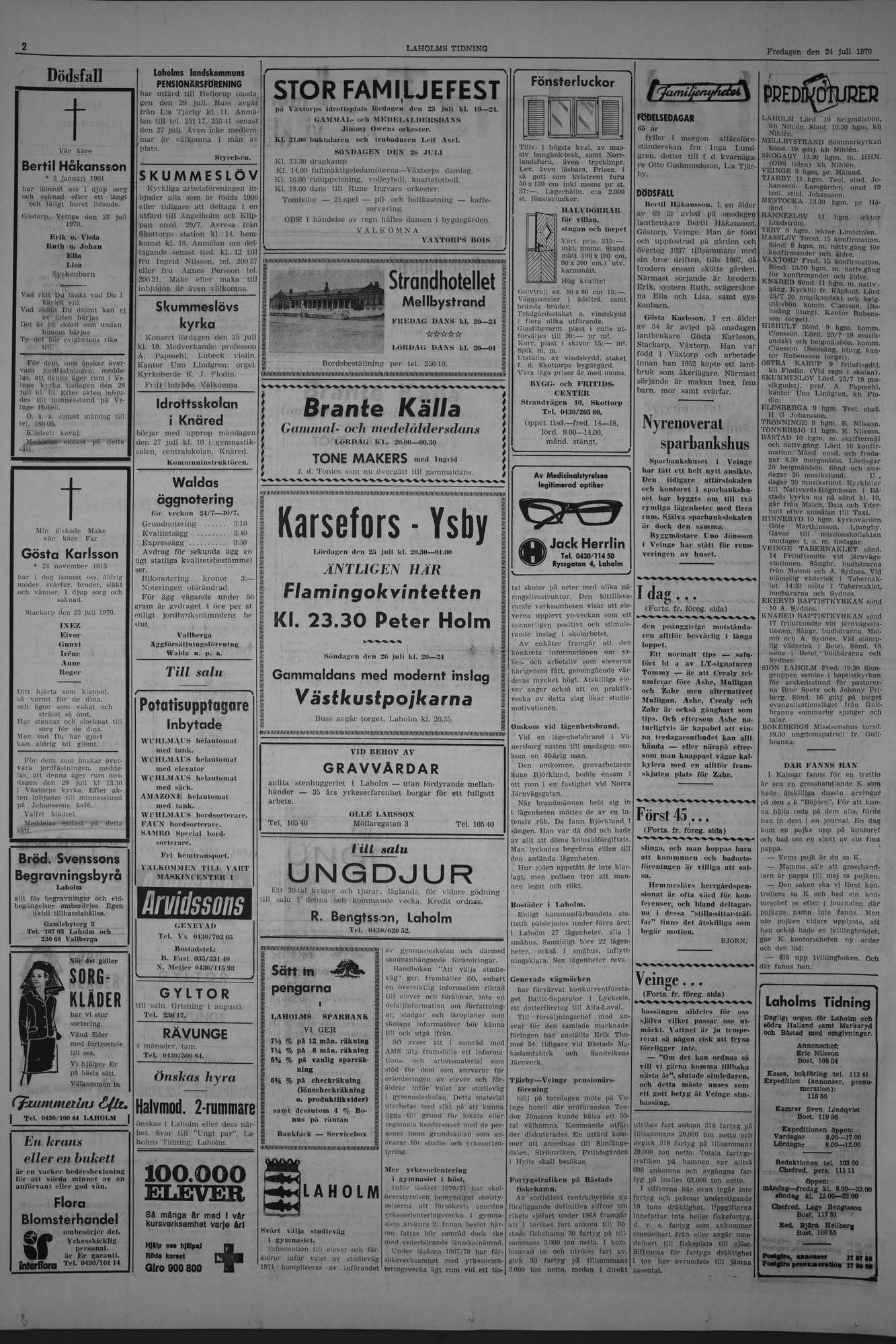 Laholms Tidning Fredag 24 juli 1970, sida 2