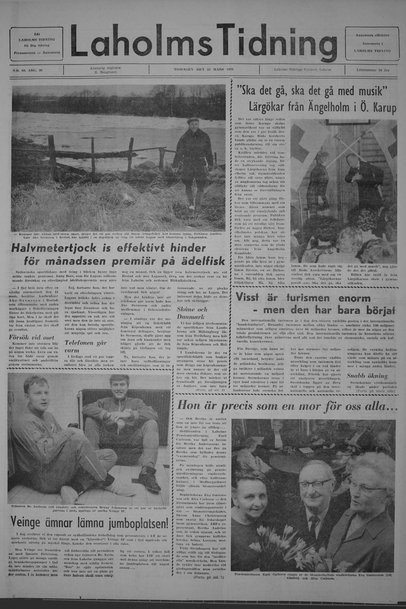 Laholms Tidning Tisdag 24 mars 1970, sida 1