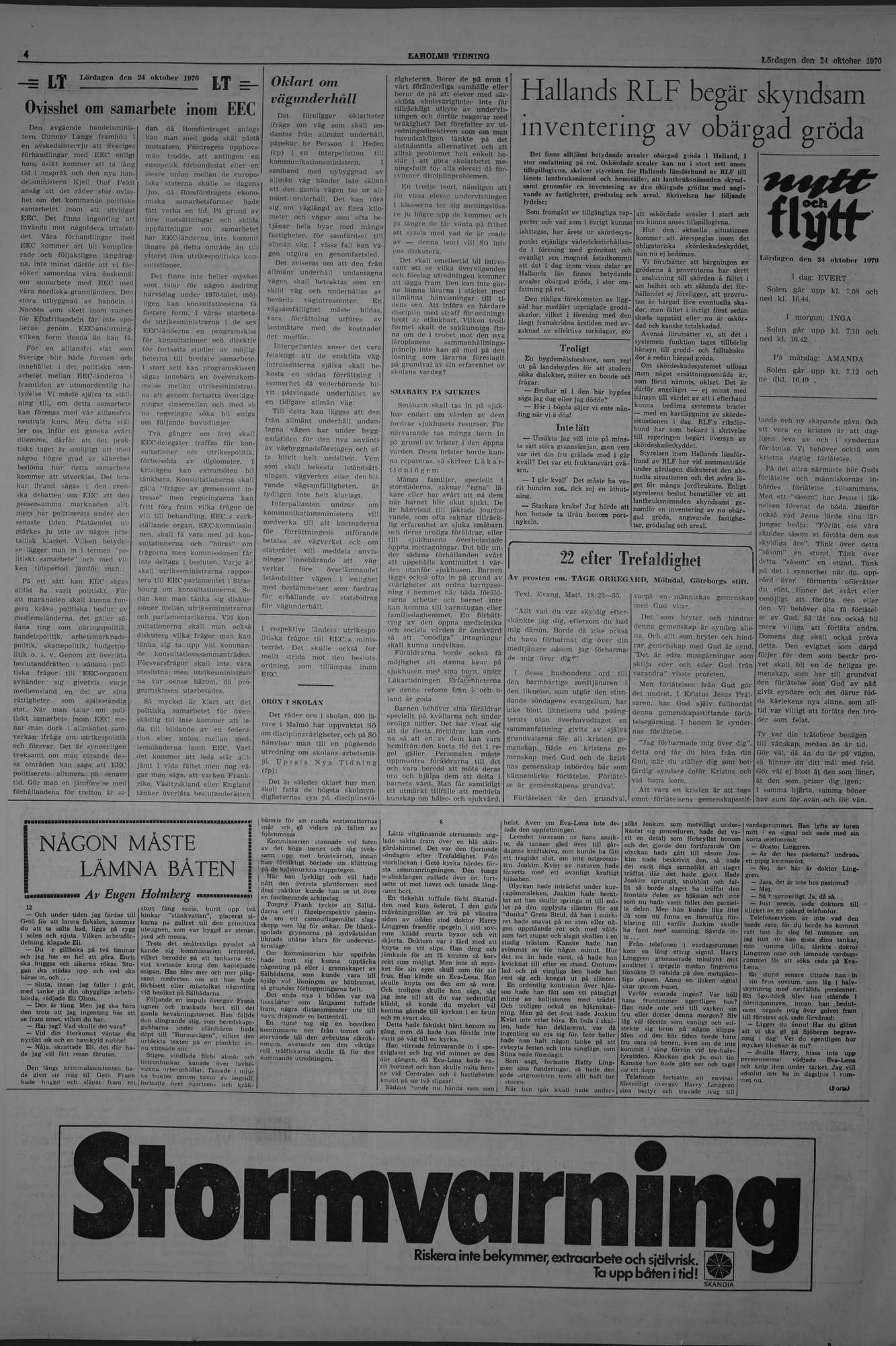 Laholms Tidning Lördag 24 oktober 1970, sida 4
