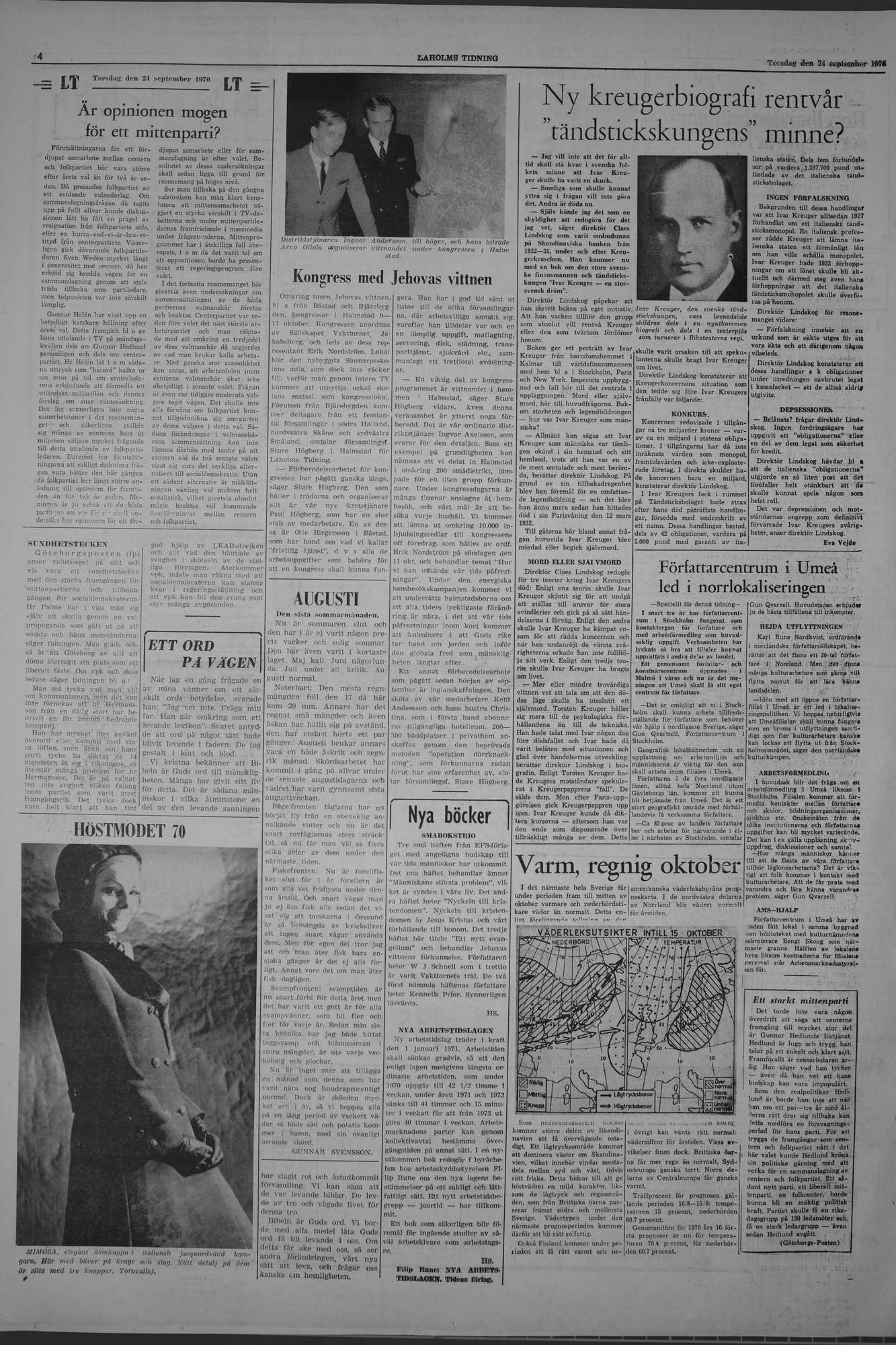 Laholms Tidning Torsdag 24 september 1970, sida 4