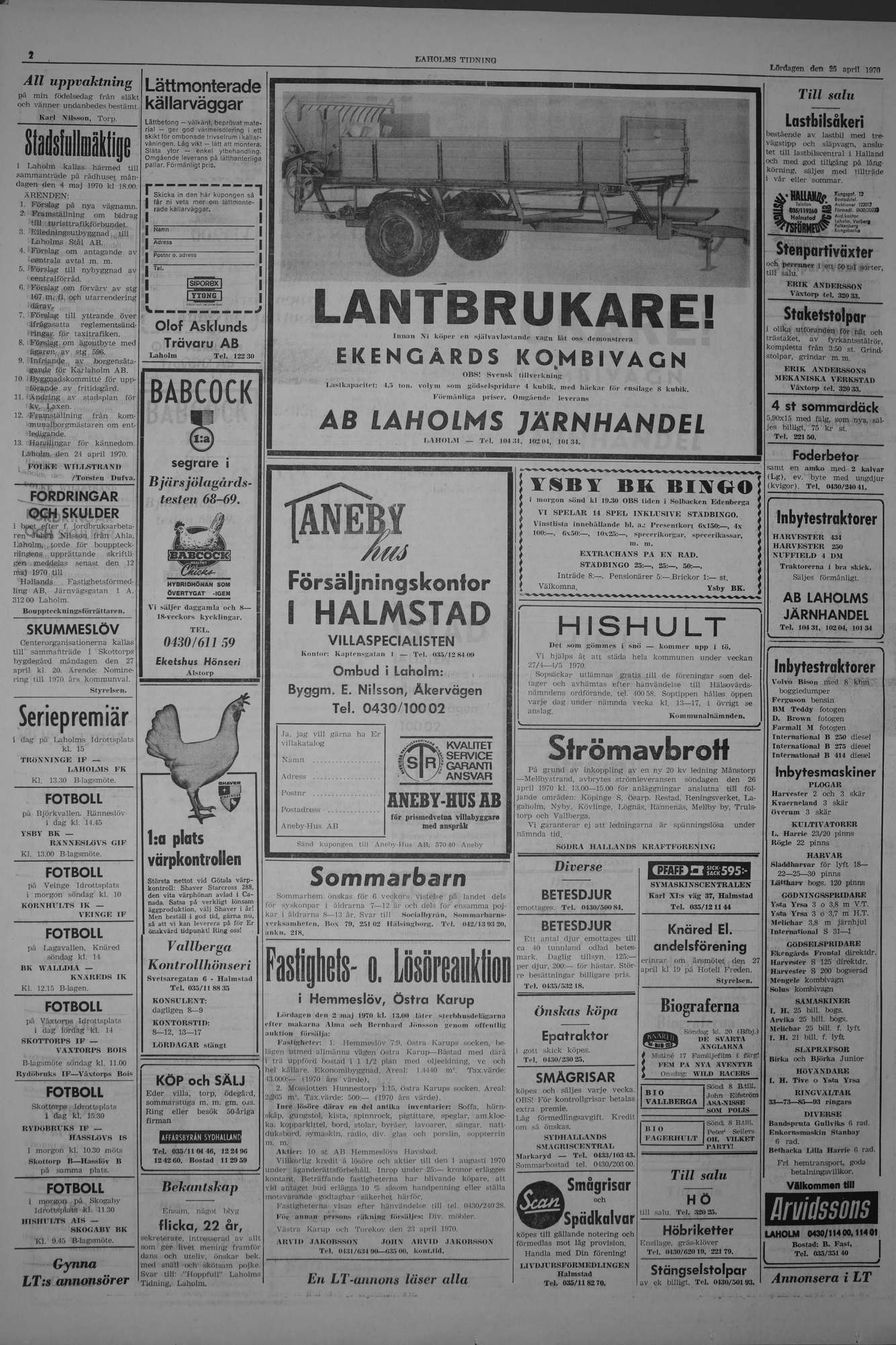 Laholms Tidning Lördag 25 april 1970, sida 2
