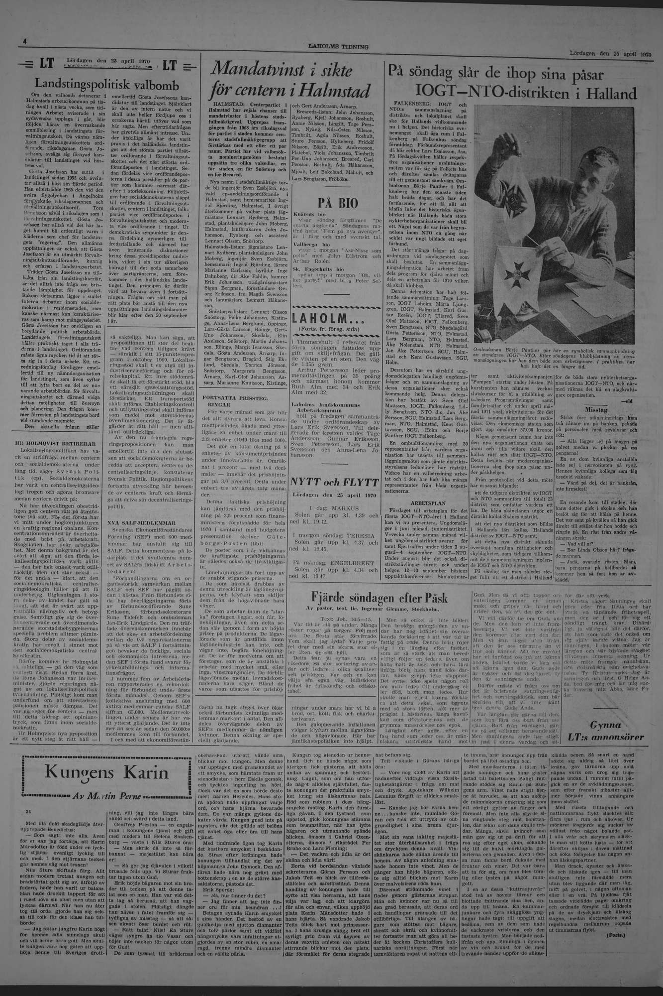 Laholms Tidning Lördag 25 april 1970, sida 4