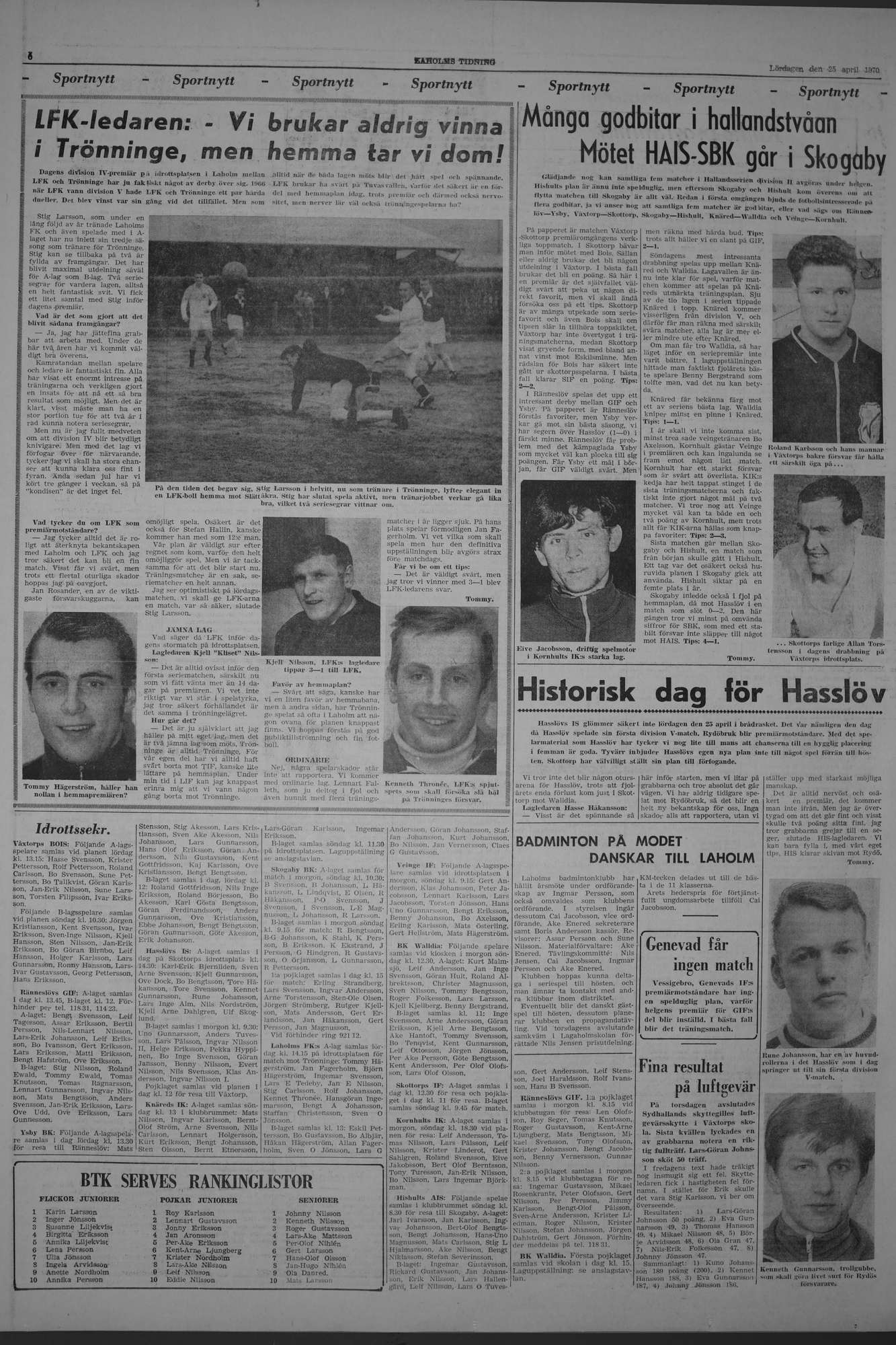 Laholms Tidning Lördag 25 april 1970, sida 6