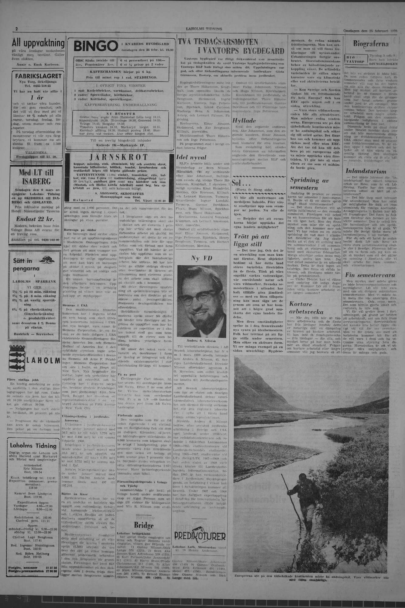 Laholms Tidning Onsdag 25 februari 1970, sida 2