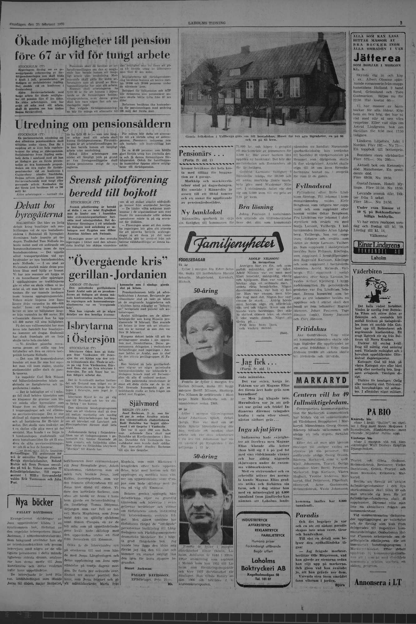 Laholms Tidning Onsdag 25 februari 1970, sida 3