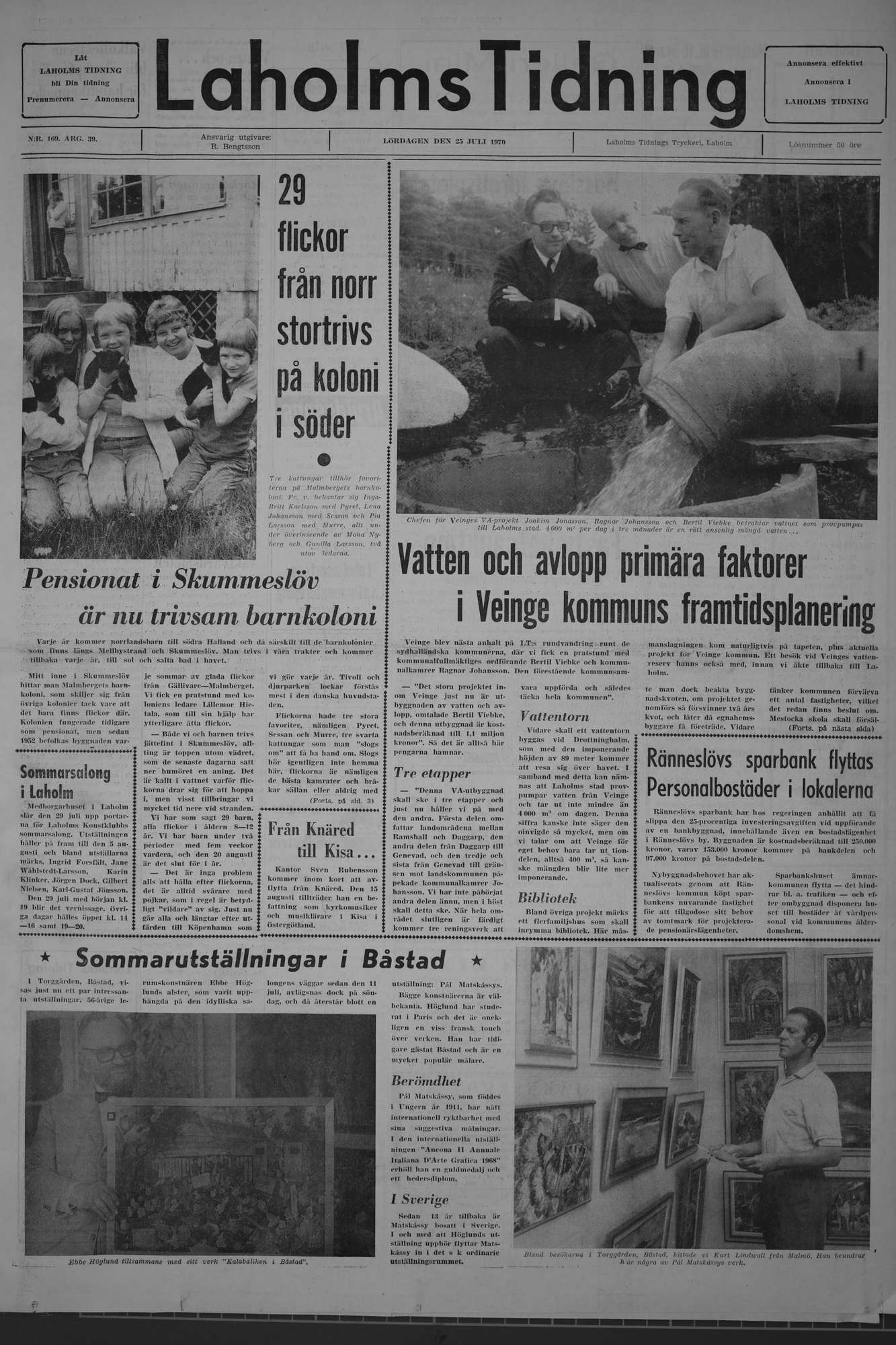Laholms Tidning Lördag 25 juli 1970, sida 1