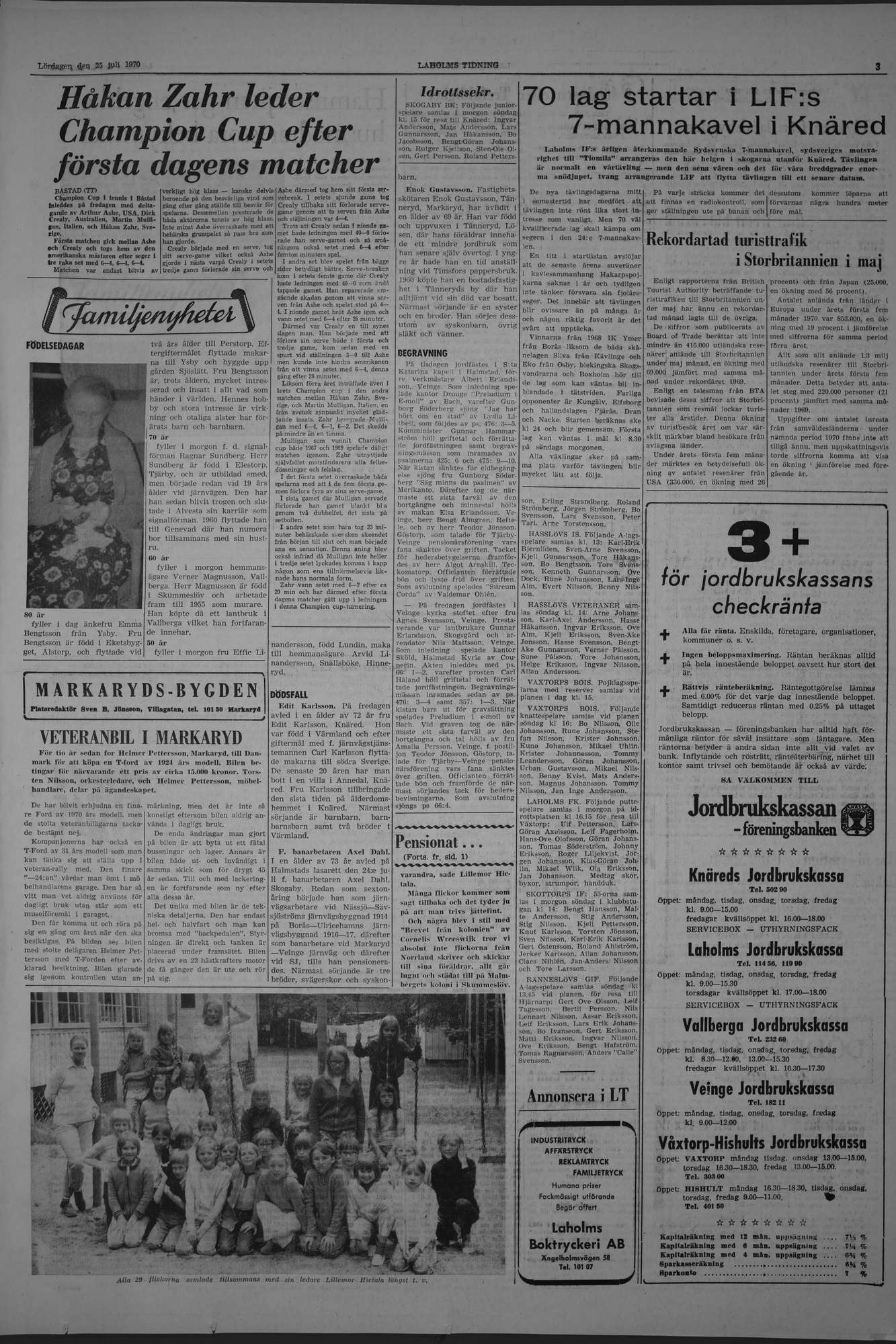 Laholms Tidning Lördag 25 juli 1970, sida 3