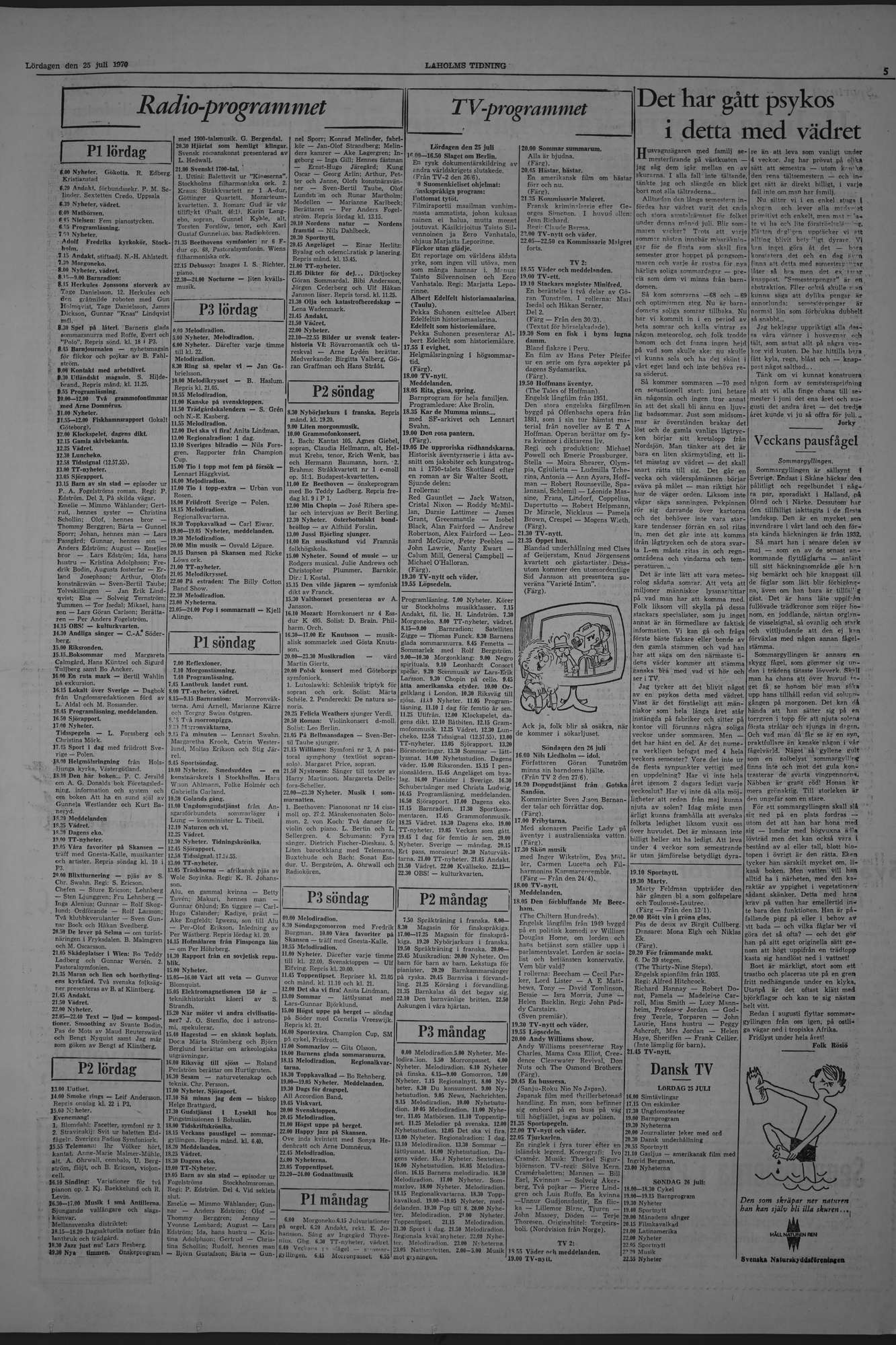 Laholms Tidning Lördag 25 juli 1970, sida 5