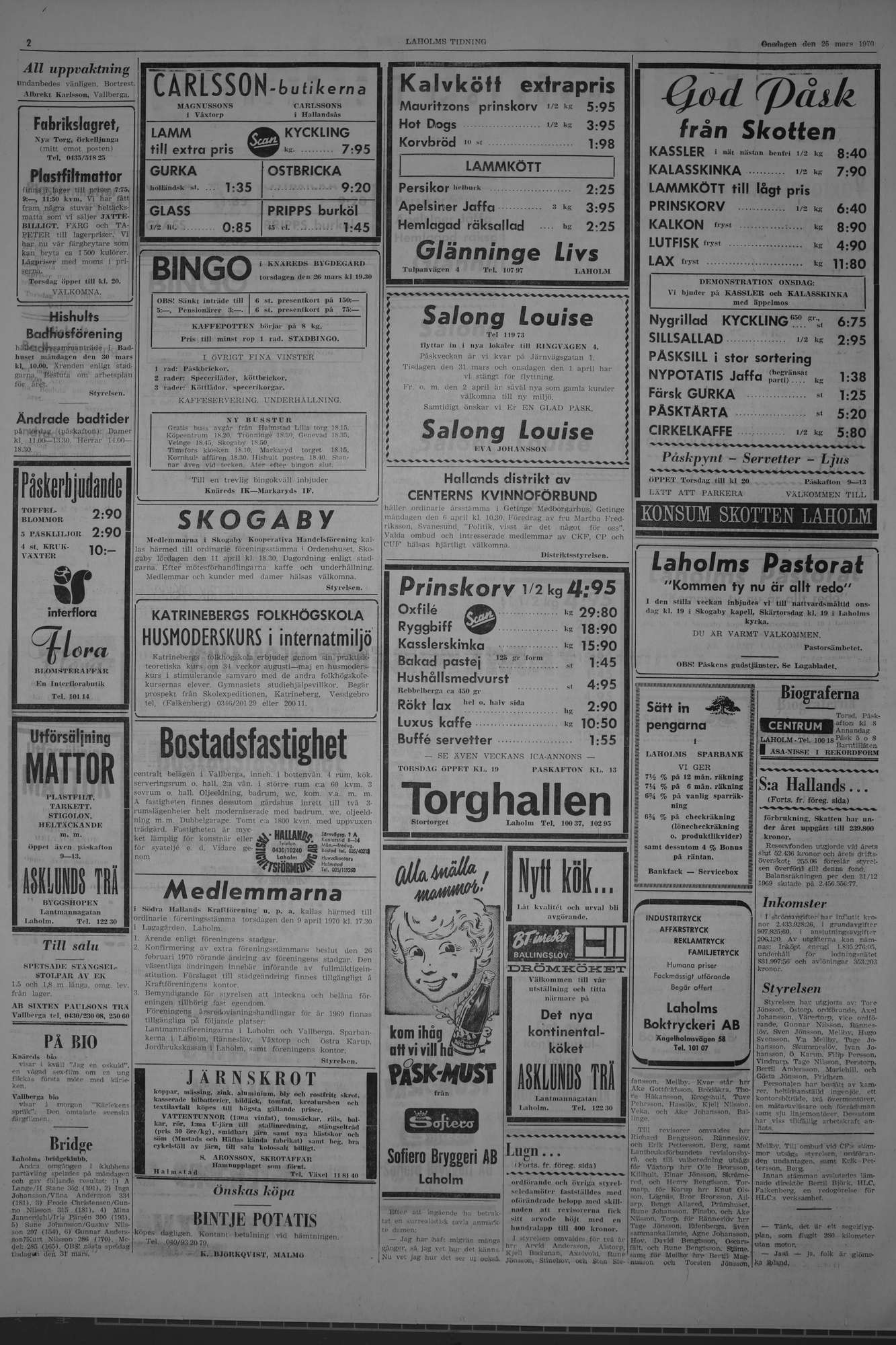 Laholms Tidning Onsdag 25 mars 1970, sida 2
