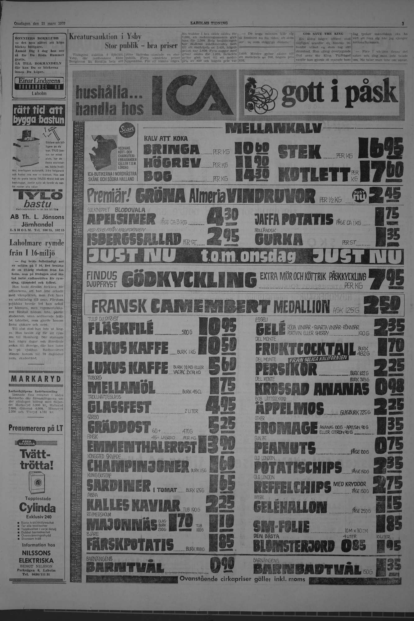 Laholms Tidning Onsdag 25 mars 1970, sida 3