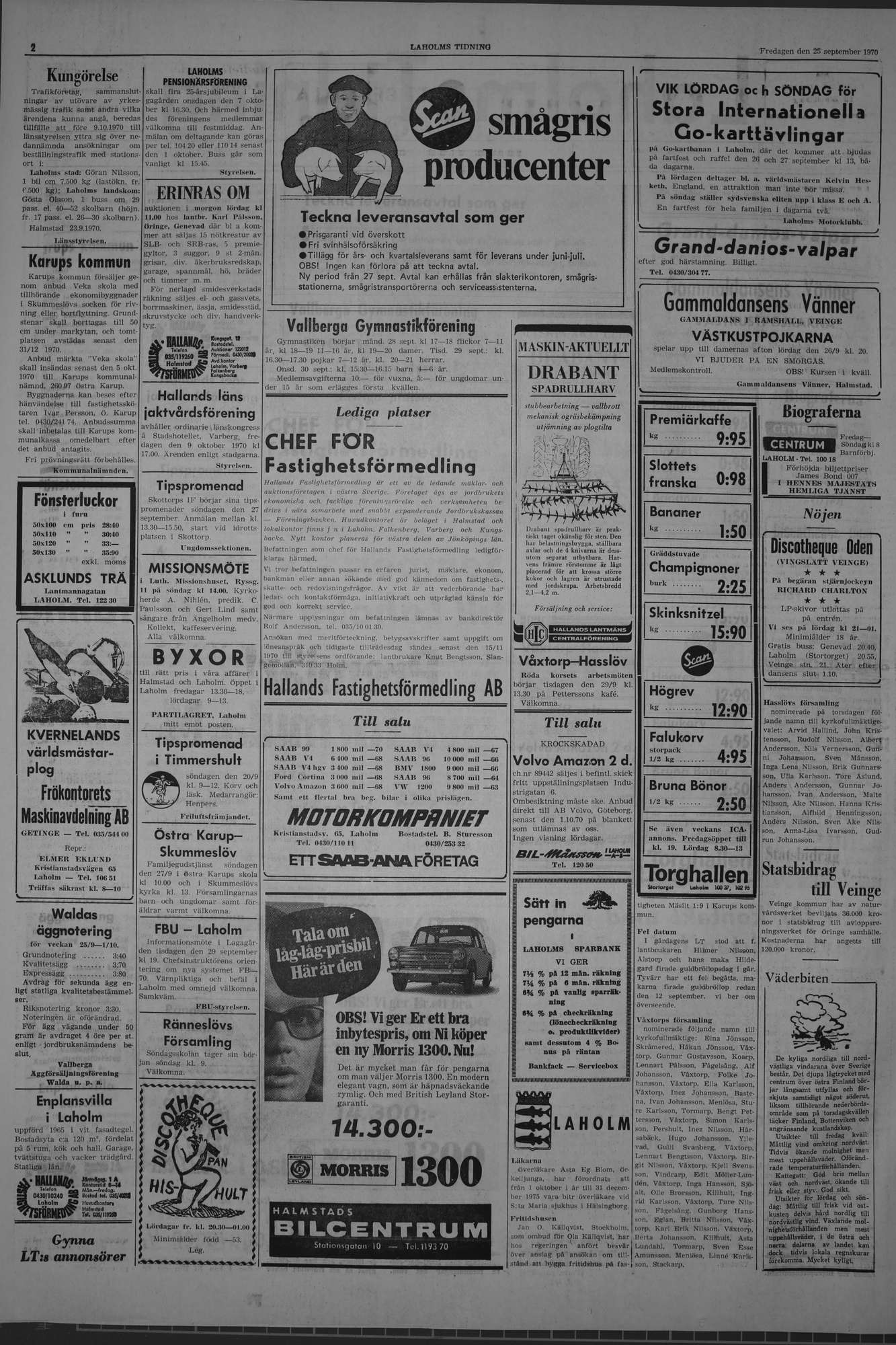 Laholms Tidning Fredag 25 september 1970, sida 2