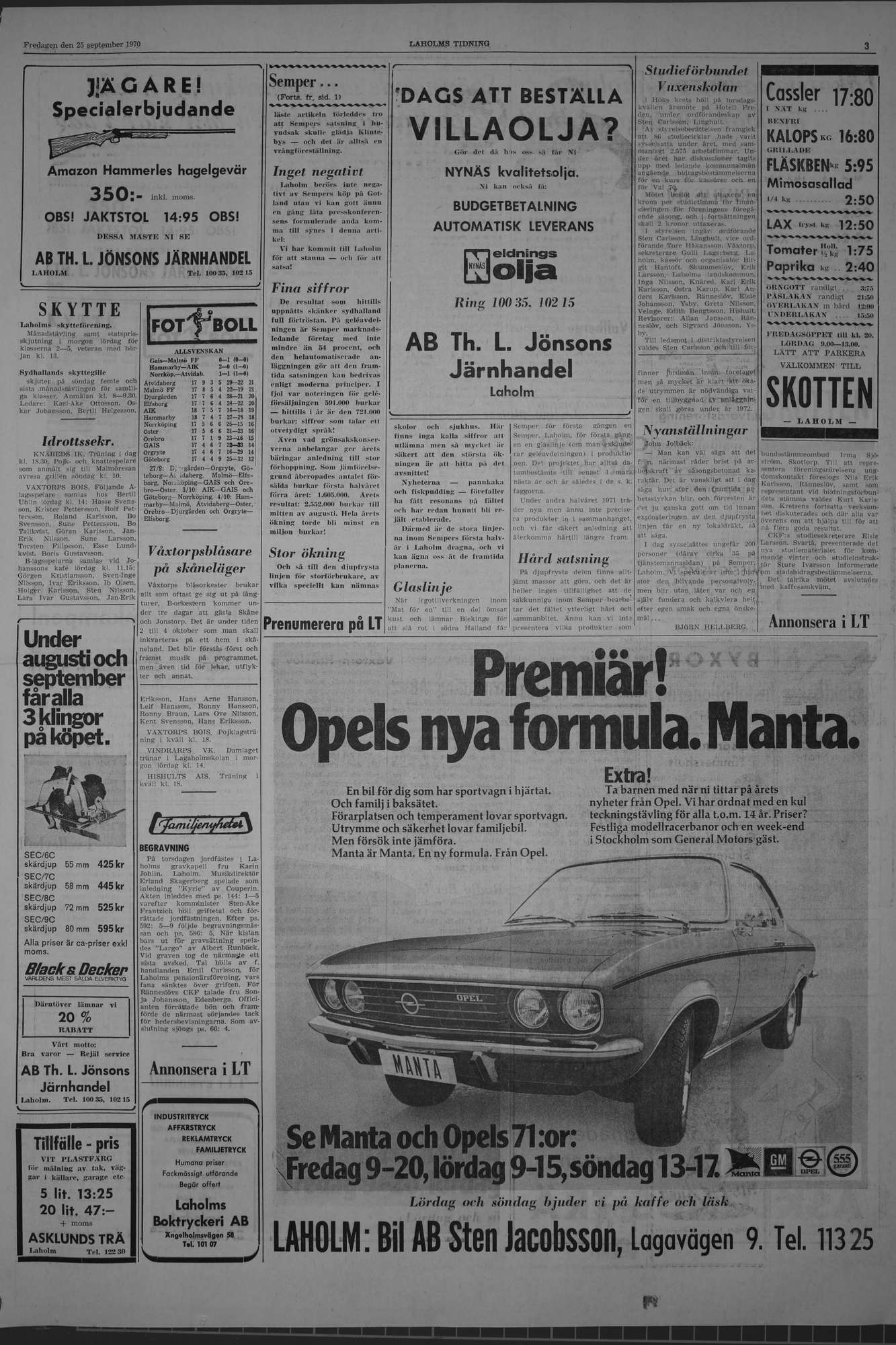 Laholms Tidning Fredag 25 september 1970, sida 3