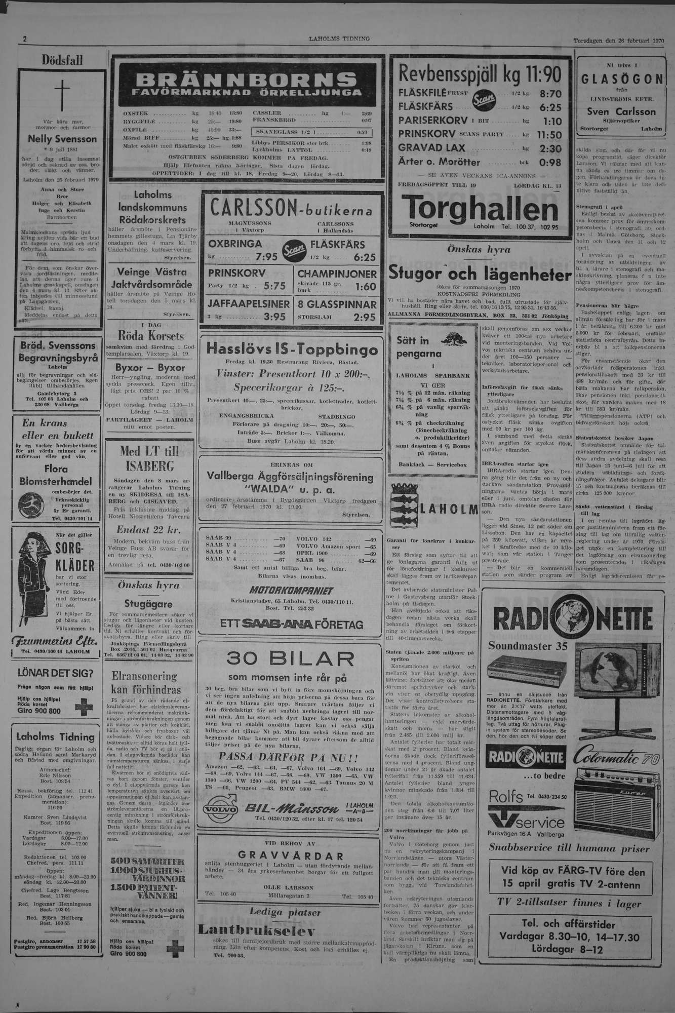 Laholms Tidning Torsdag 26 februari 1970, sida 2