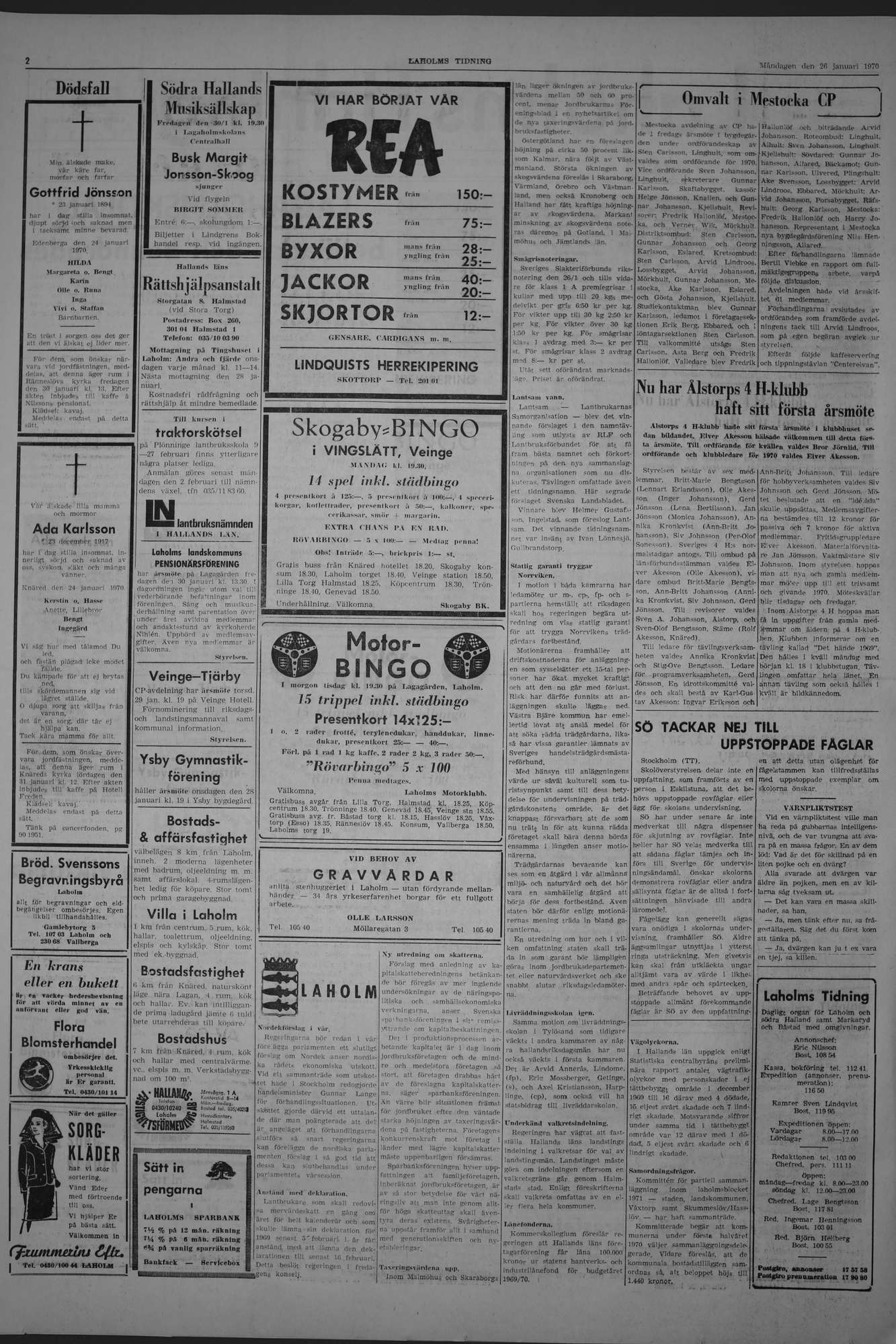 Laholms Tidning Måndag 26 januari 1970, sida 2