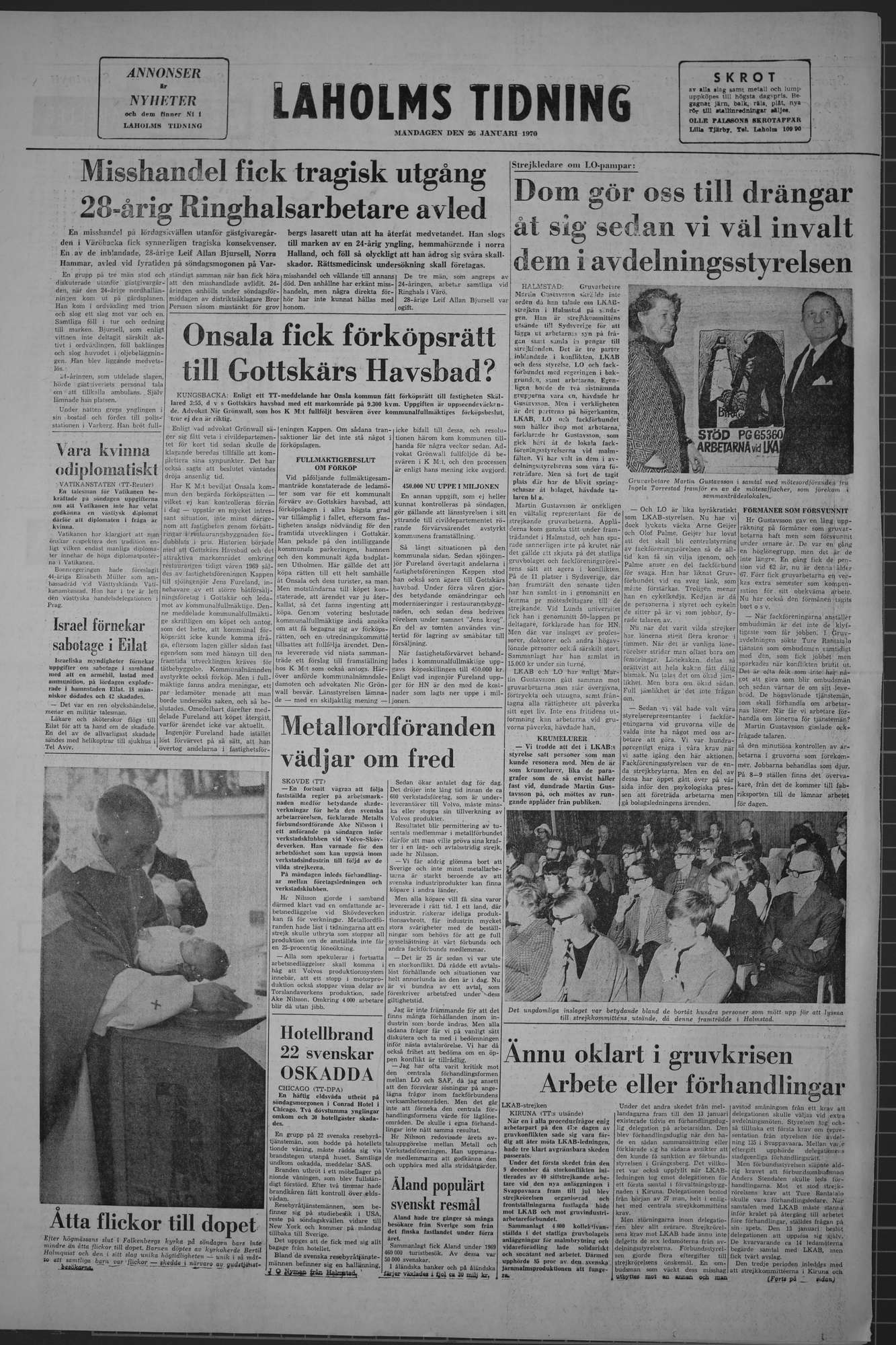 Laholms Tidning Måndag 26 januari 1970, sida 8