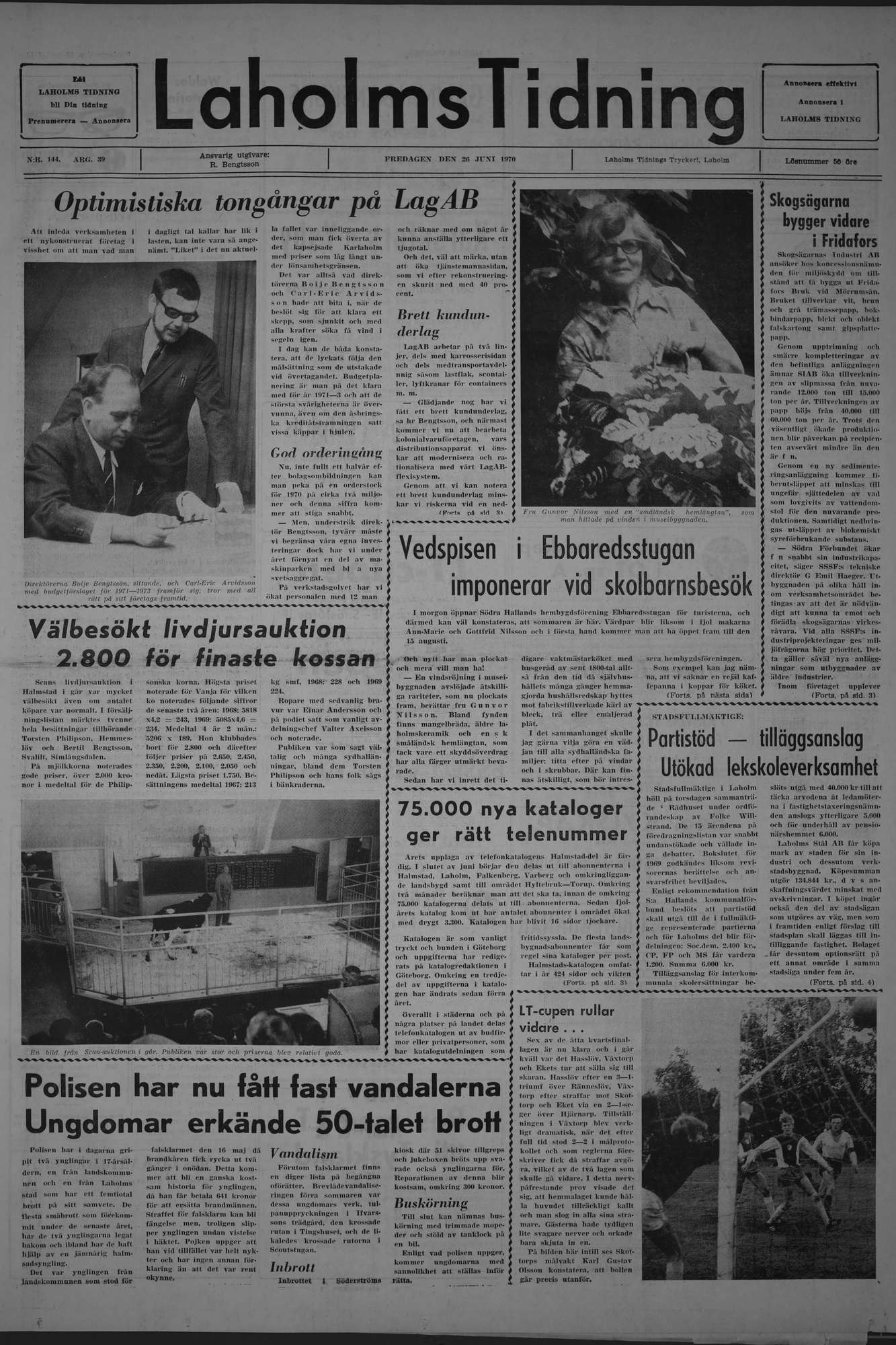Laholms Tidning Fredag 26 juni 1970, sida 1