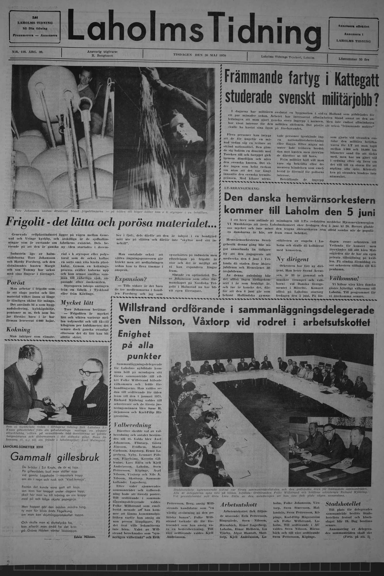 Laholms Tidning Tisdag 26 maj 1970, sida 1