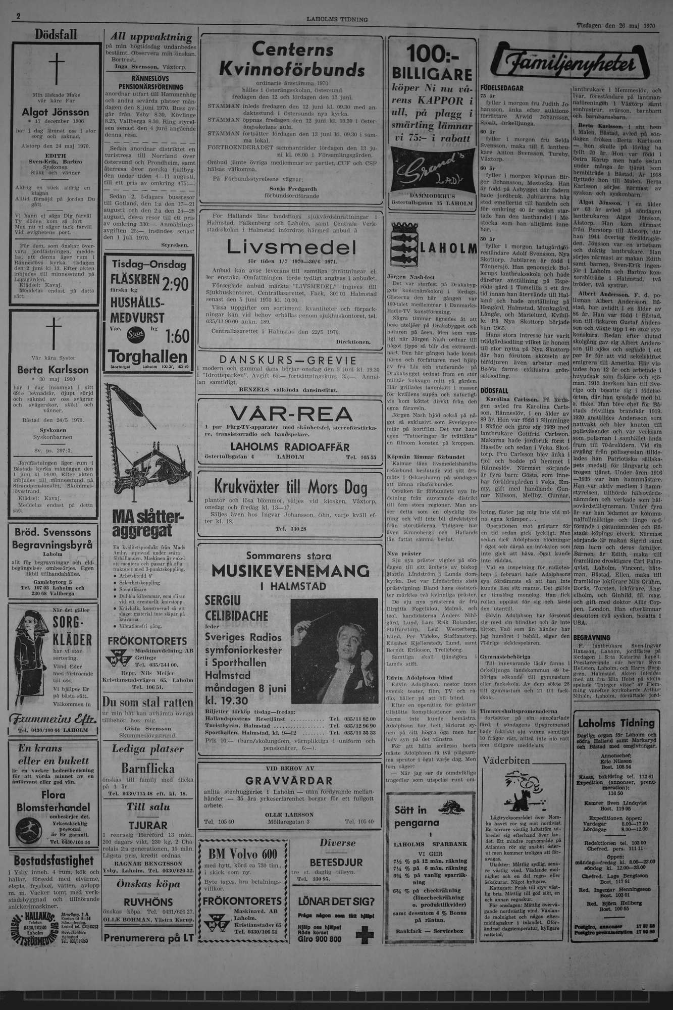 Laholms Tidning Tisdag 26 maj 1970, sida 2