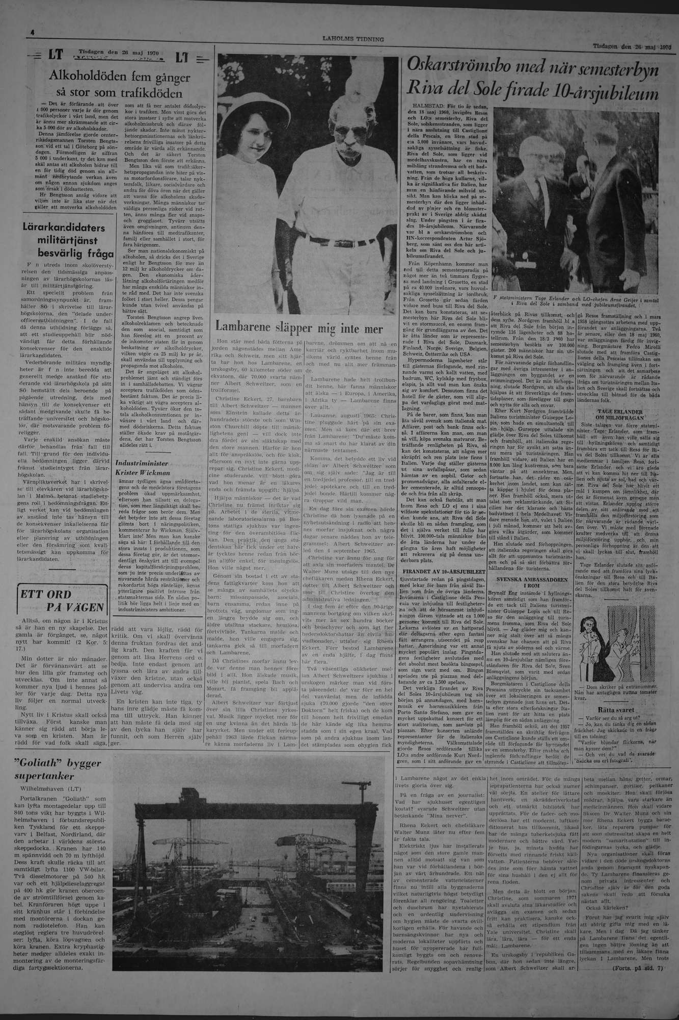 Laholms Tidning Tisdag 26 maj 1970, sida 4