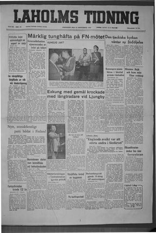Förstasidan, Fredag 23 september 1949