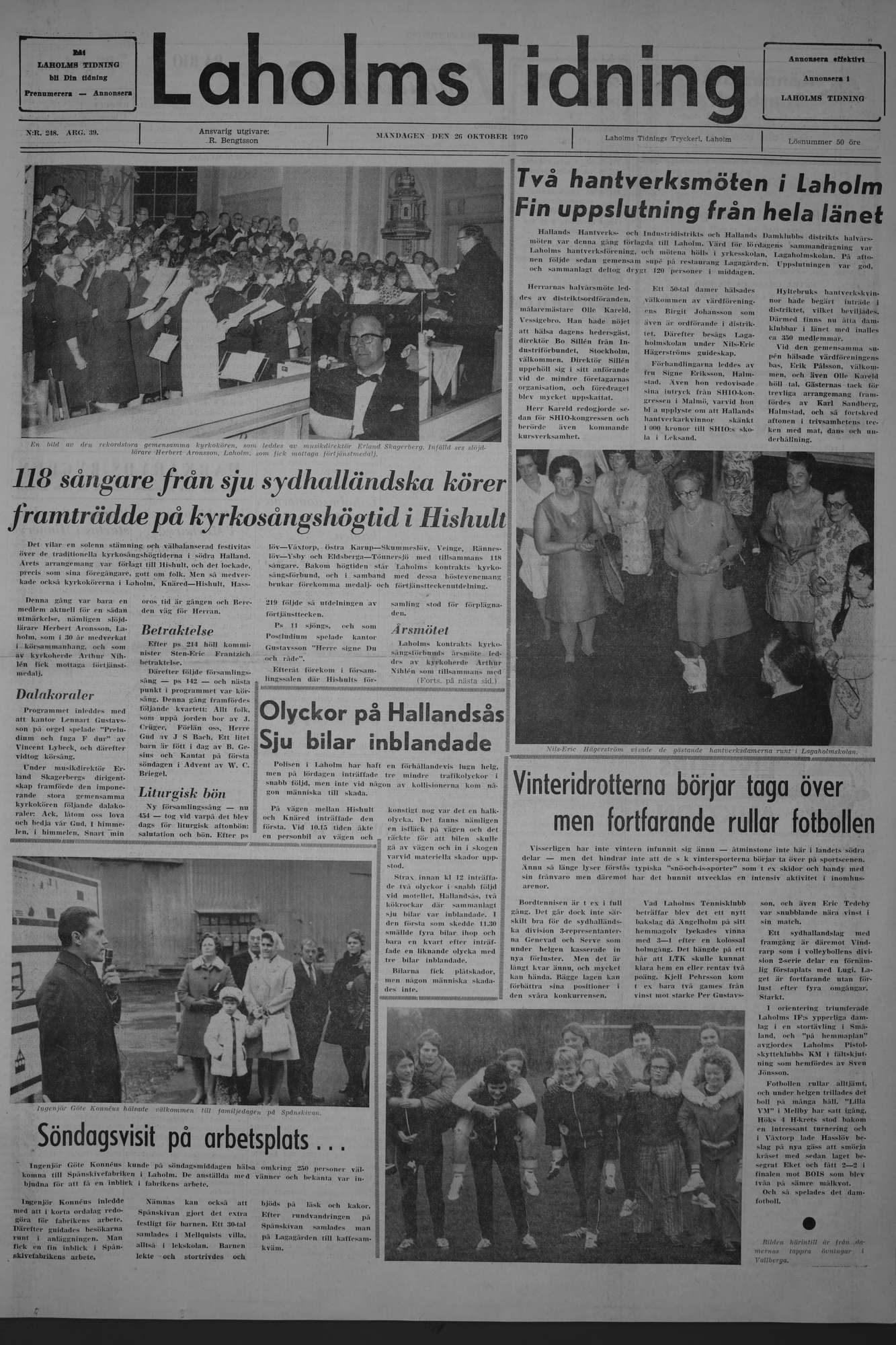 Laholms Tidning Måndag 26 oktober 1970, sida 1