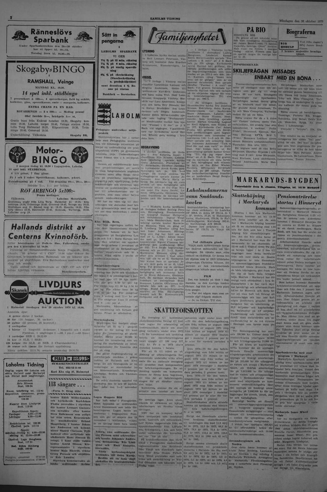 Laholms Tidning Måndag 26 oktober 1970, sida 2