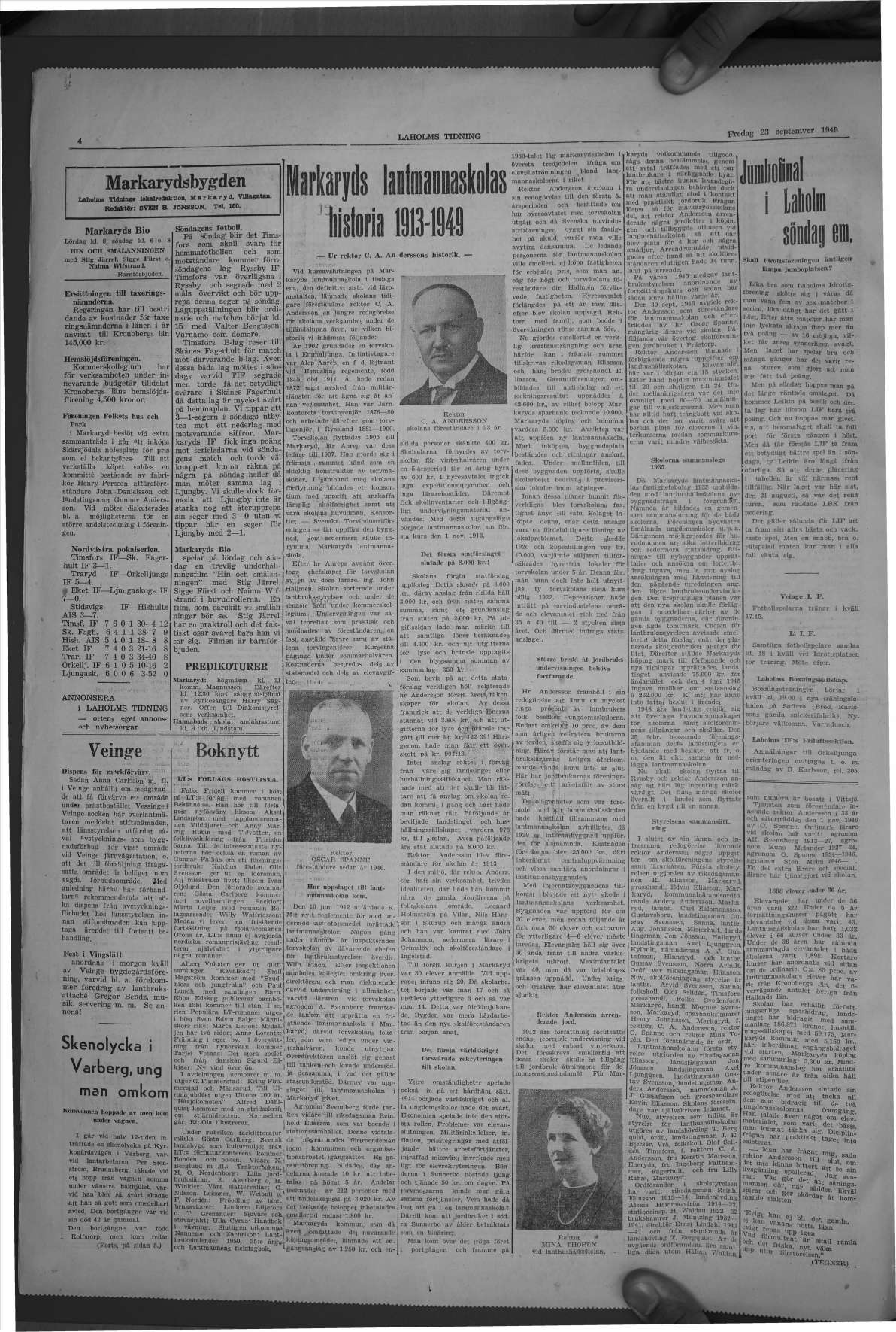 Laholms Tidning Fredag 23 september 1949, sida 4