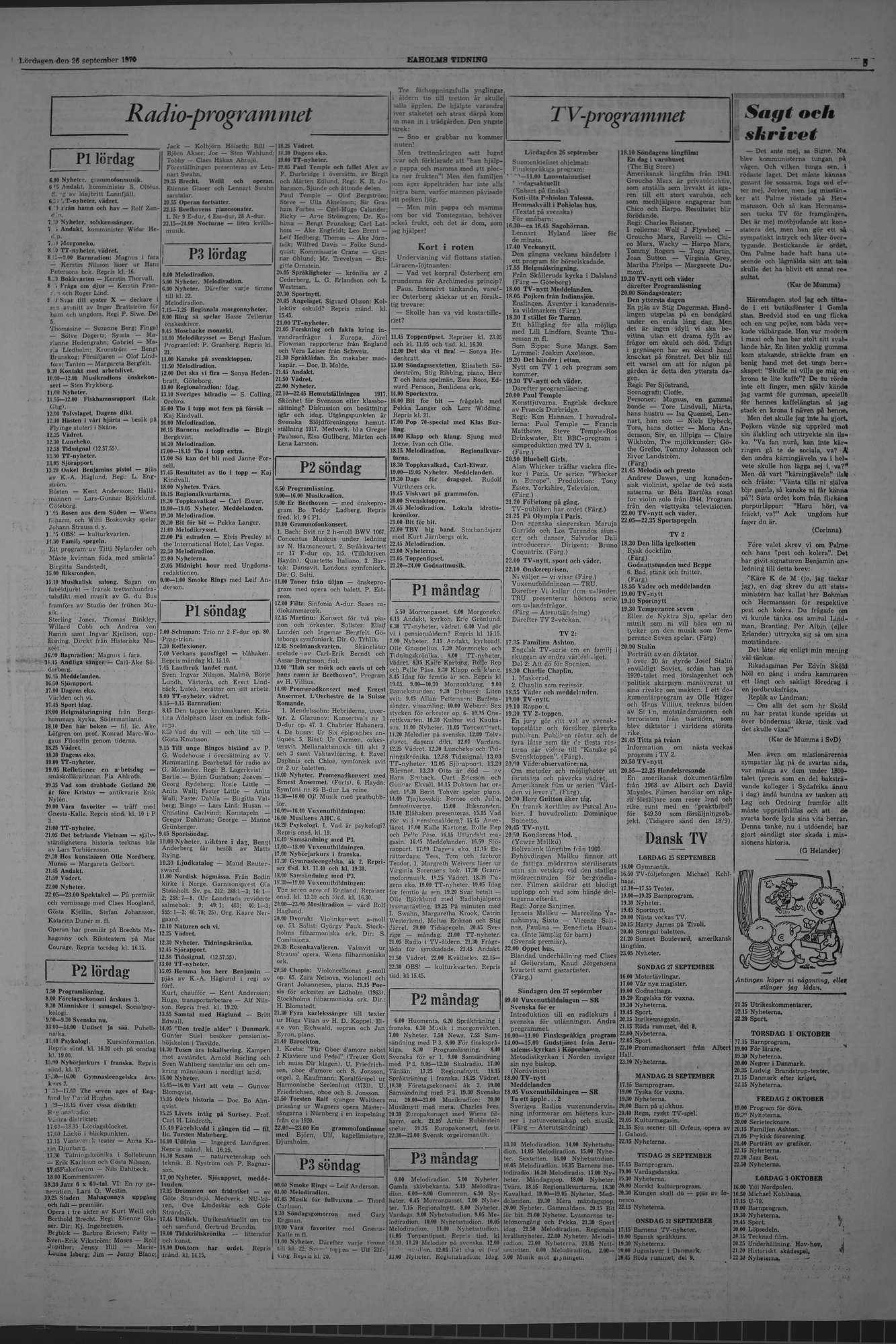 Laholms Tidning Lördag 26 september 1970, sida 5