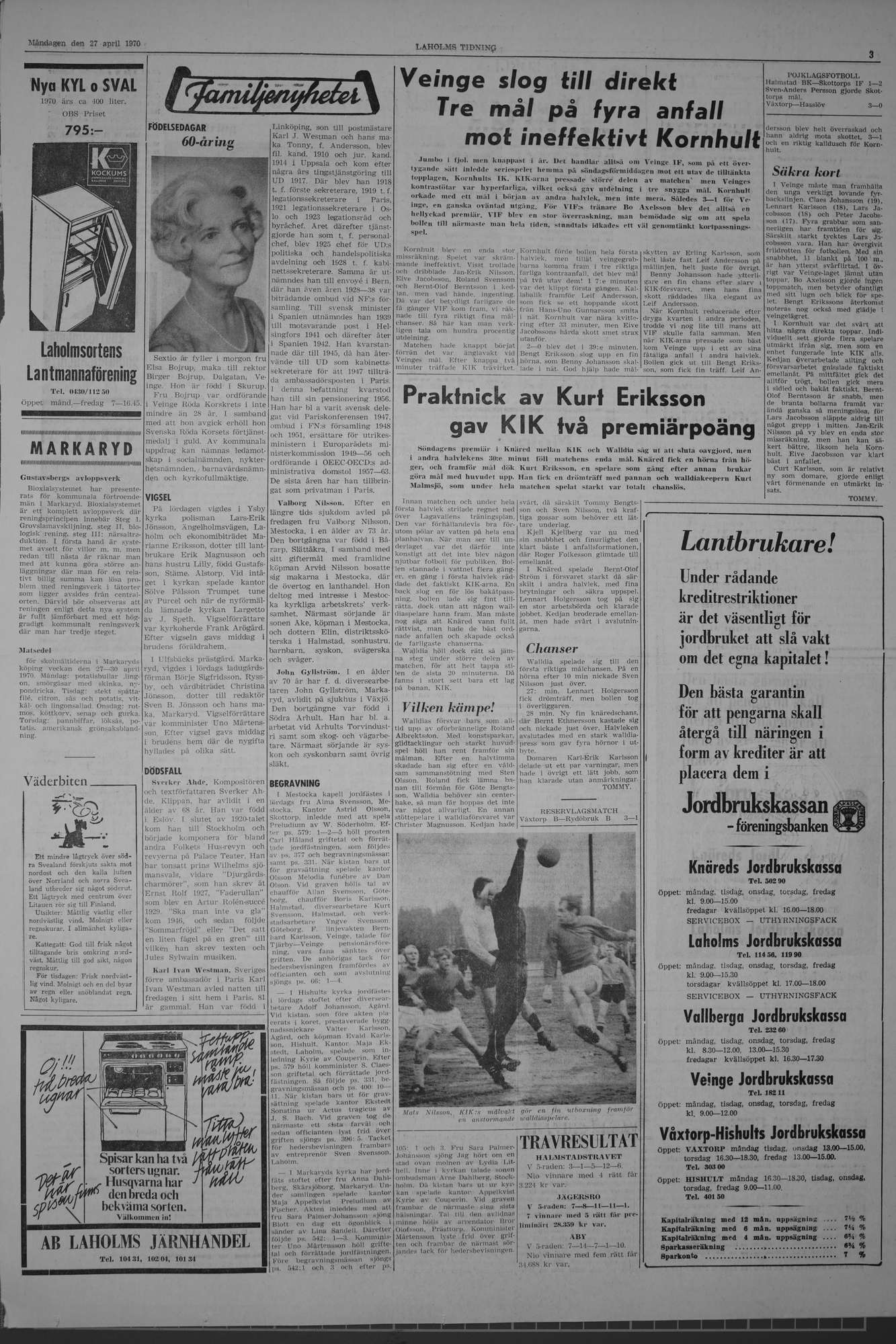 Laholms Tidning Måndag 27 april 1970, sida 3