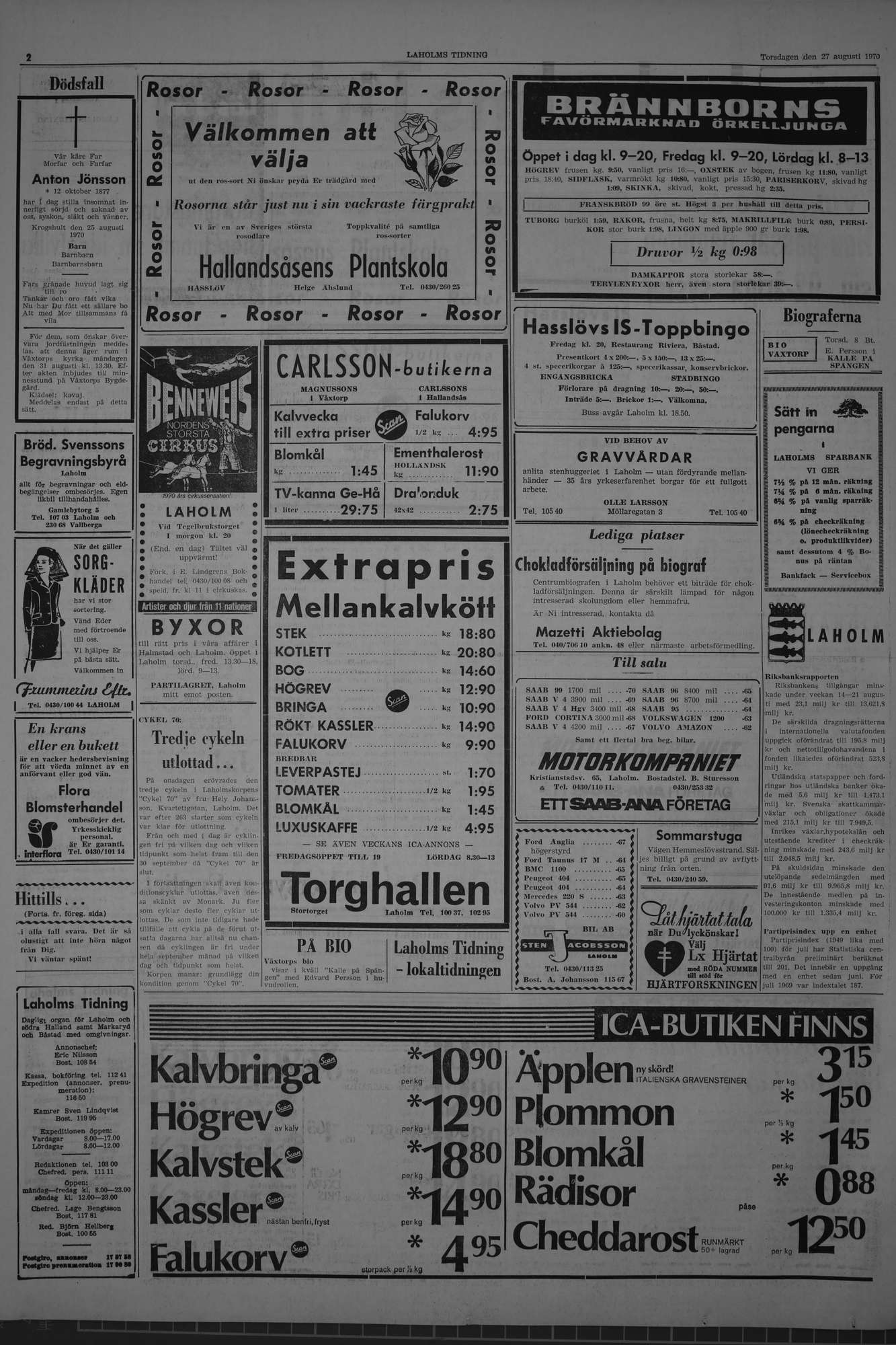 Laholms Tidning Torsdag 27 augusti 1970, sida 2