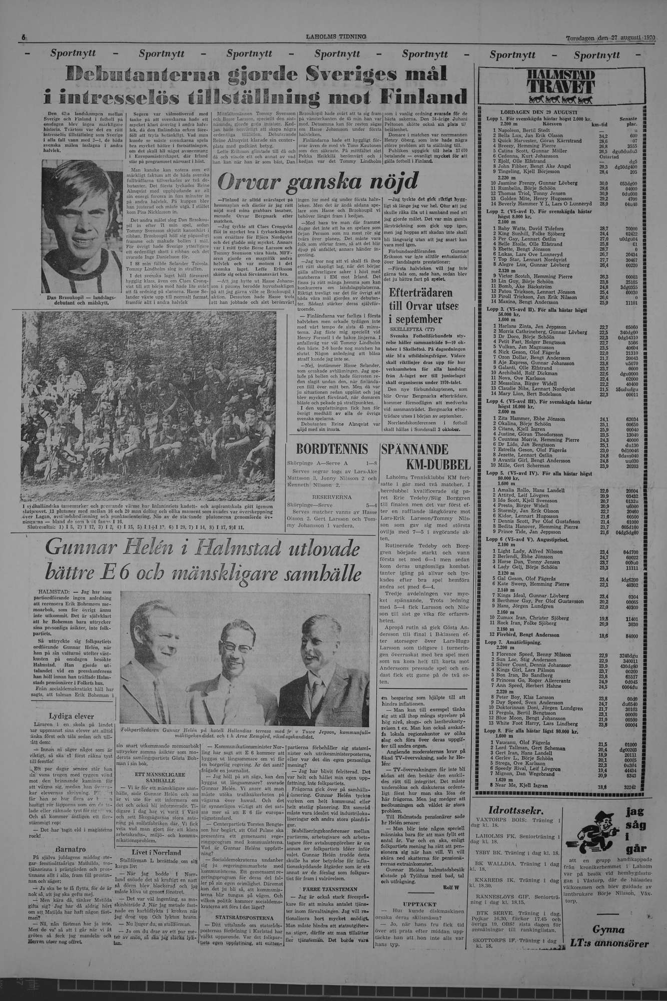 Laholms Tidning Torsdag 27 augusti 1970, sida 6