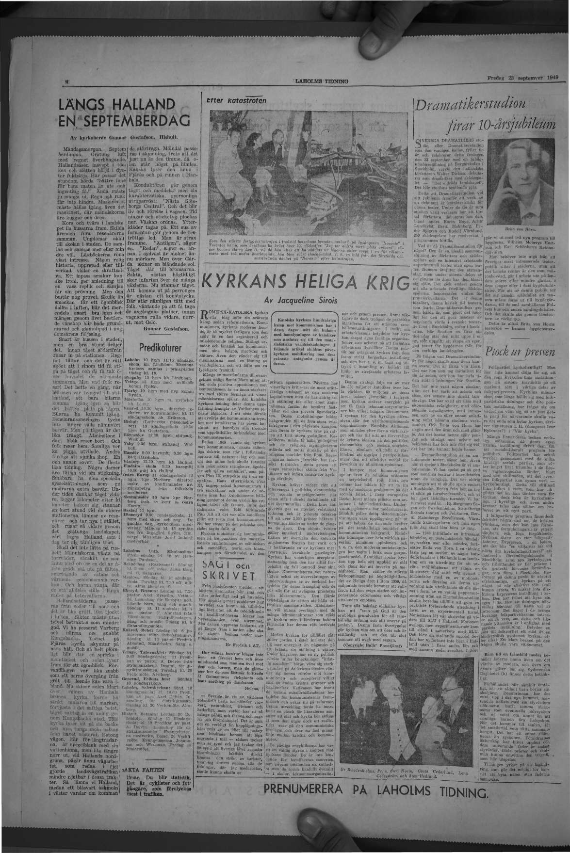 Laholms Tidning Fredag 23 september 1949, sida 6