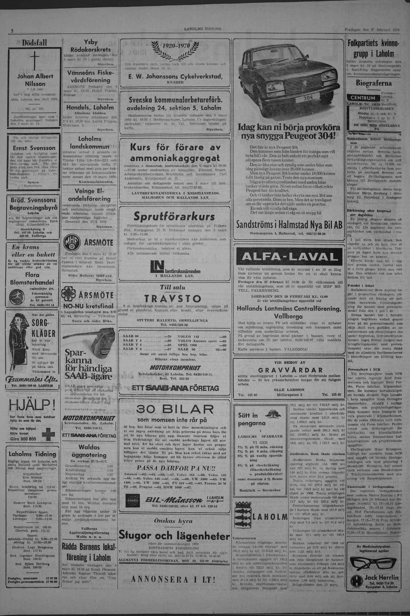Laholms Tidning Fredag 27 februari 1970, sida 2