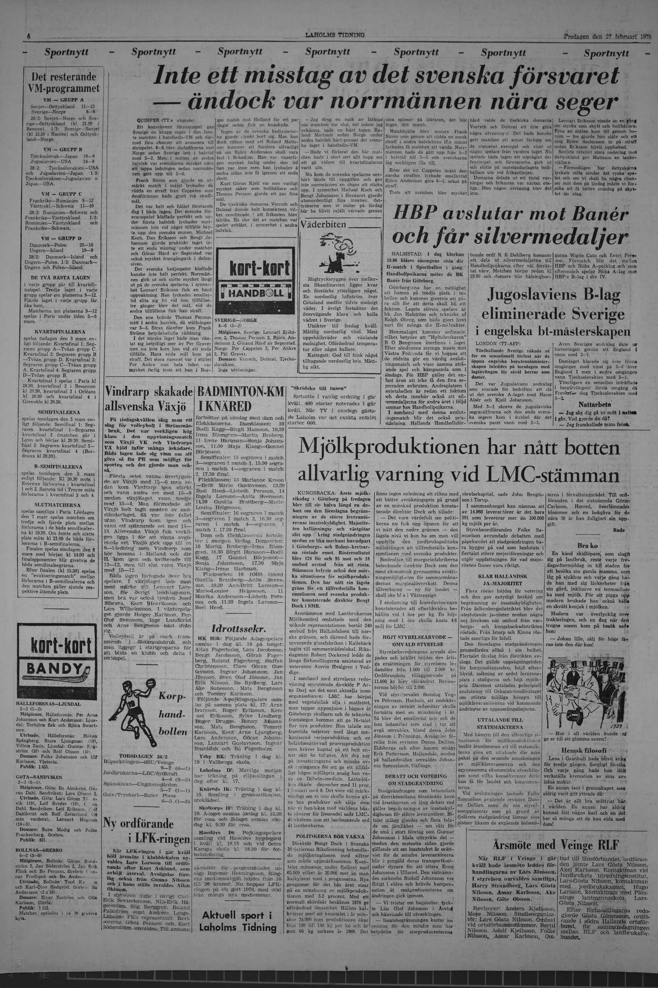 Laholms Tidning Fredag 27 februari 1970, sida 6