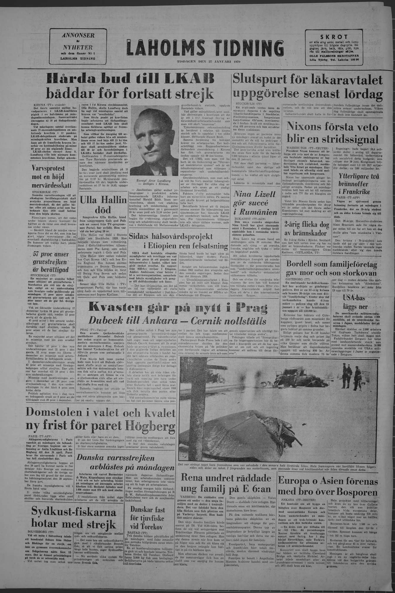 Laholms Tidning Tisdag 27 januari 1970, sida 8