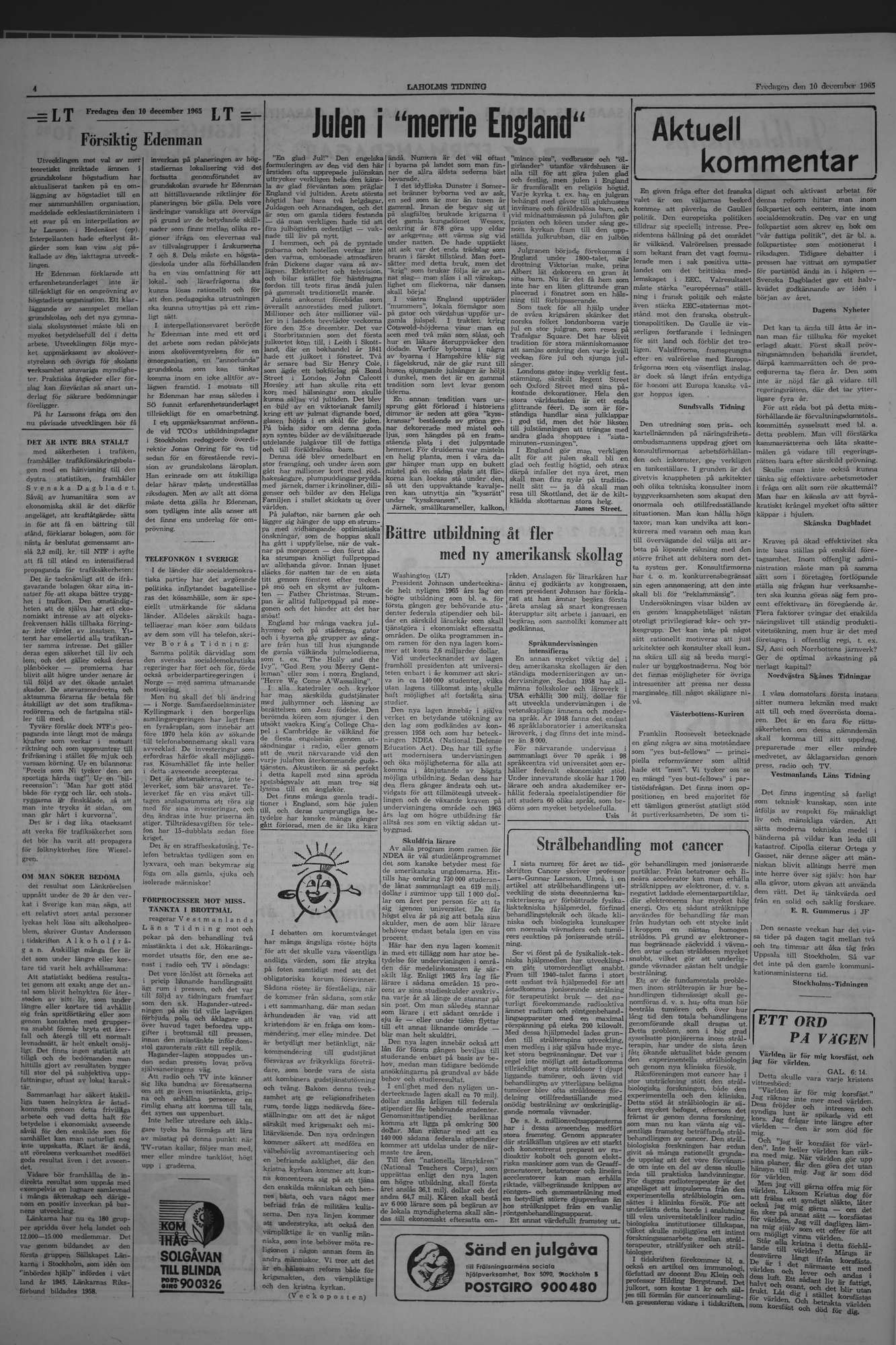 Laholms Tidning Fredag 10 december 1965, sida 4
