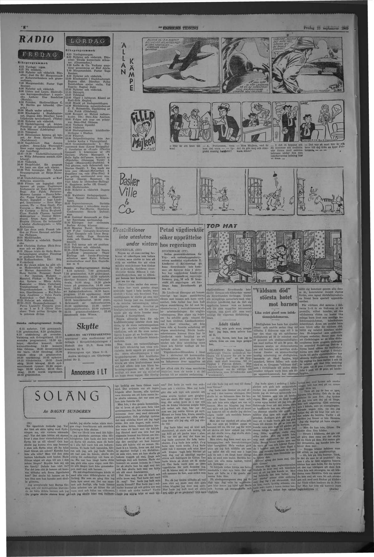 Laholms Tidning Fredag 23 september 1949, sida 8
