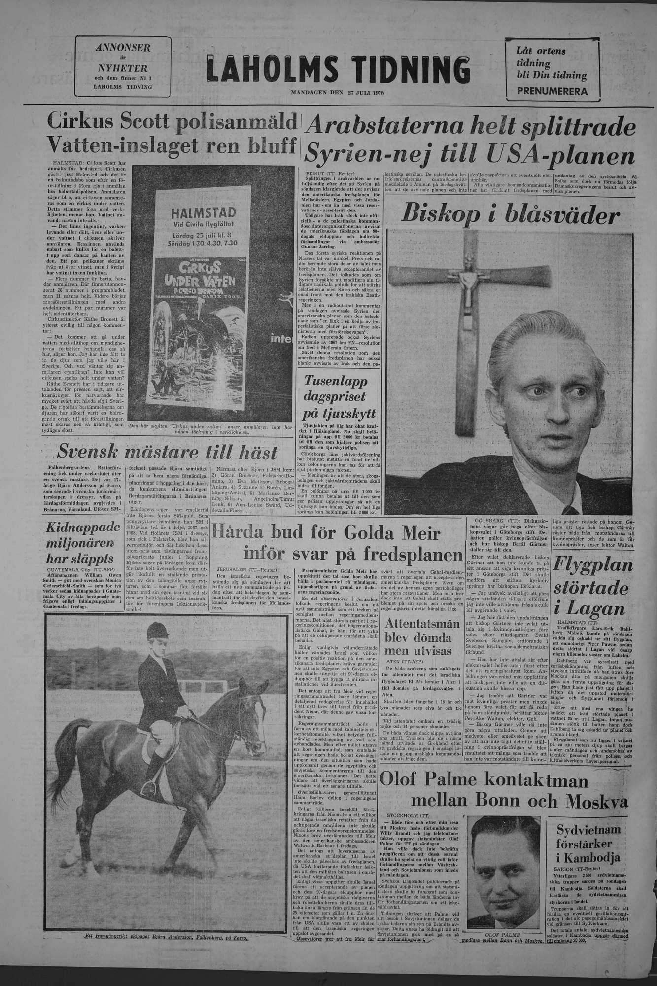 Laholms Tidning Måndag 27 juli 1970, sida 8