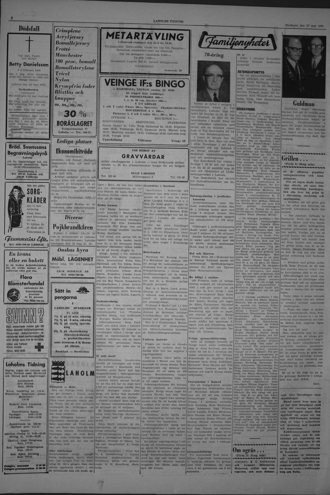 Laholms Tidning Onsdag 27 maj 1970, sida 2