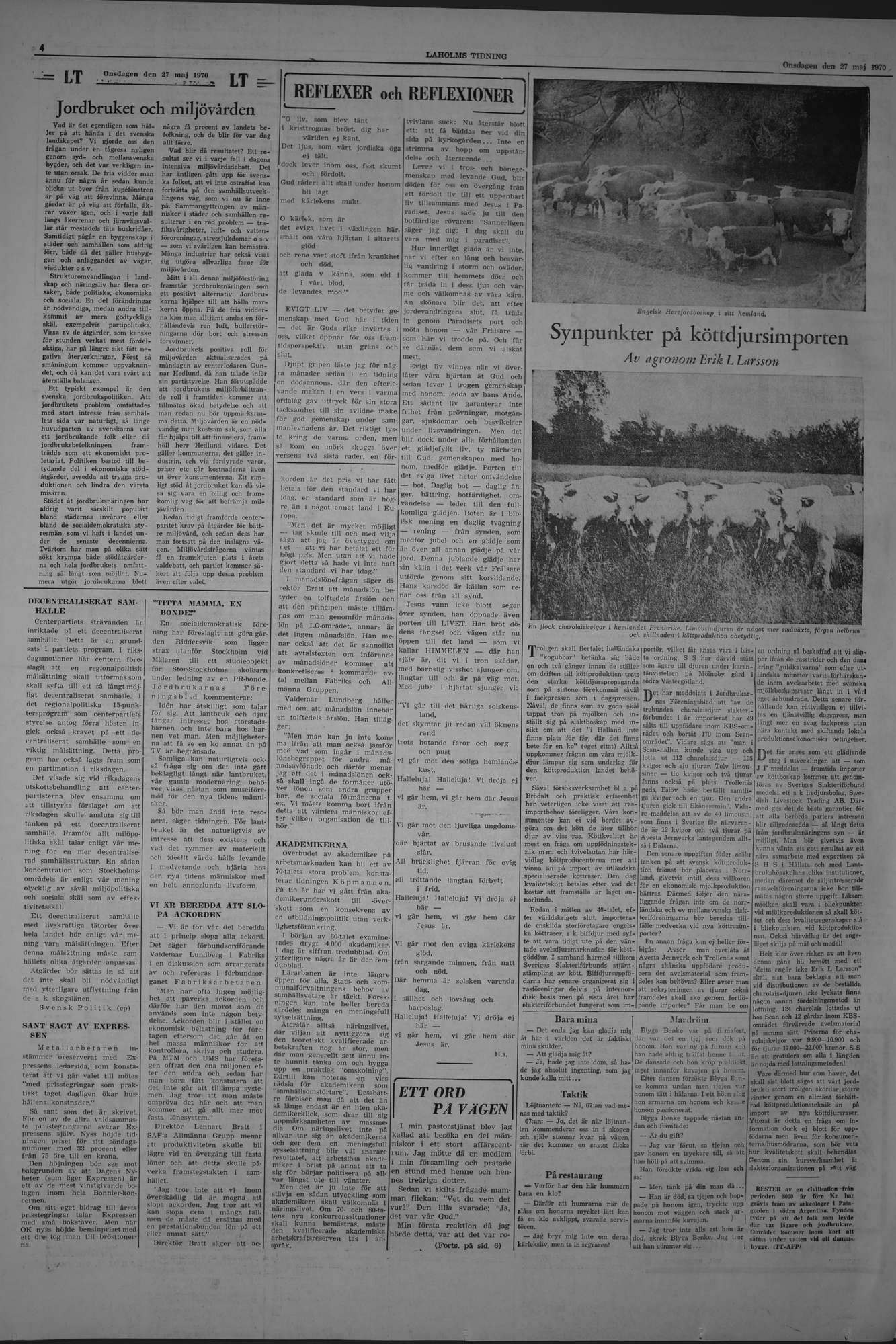 Laholms Tidning Onsdag 27 maj 1970, sida 4