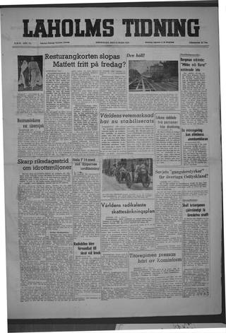 Förstasidan, Torsdag 24 mars 1949