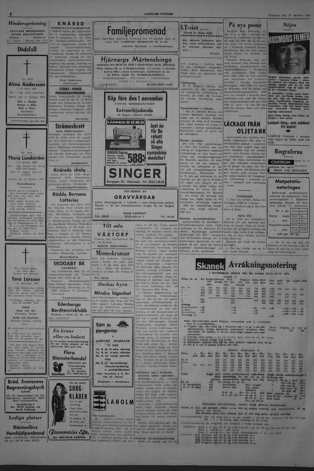 Laholms Tidning Tisdag 27 oktober 1970, sida 2