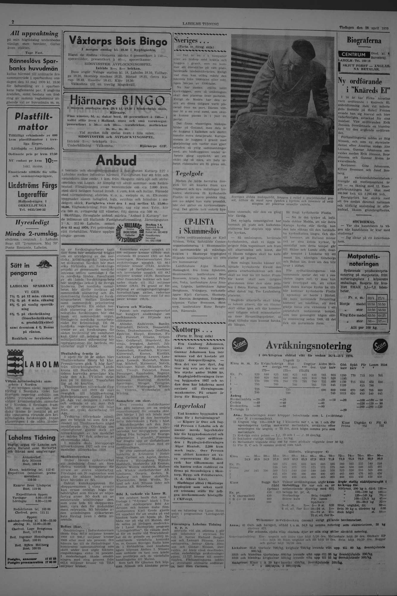 Laholms Tidning Tisdag 28 april 1970, sida 2