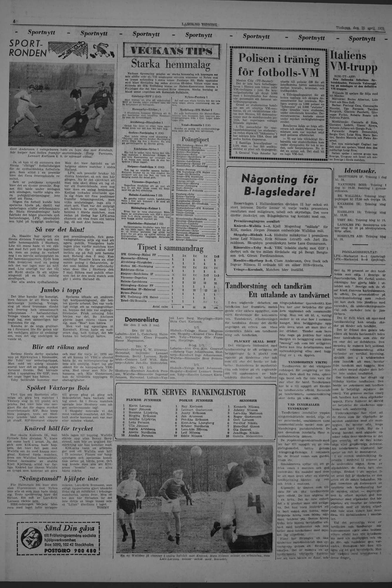 Laholms Tidning Tisdag 28 april 1970, sida 6
