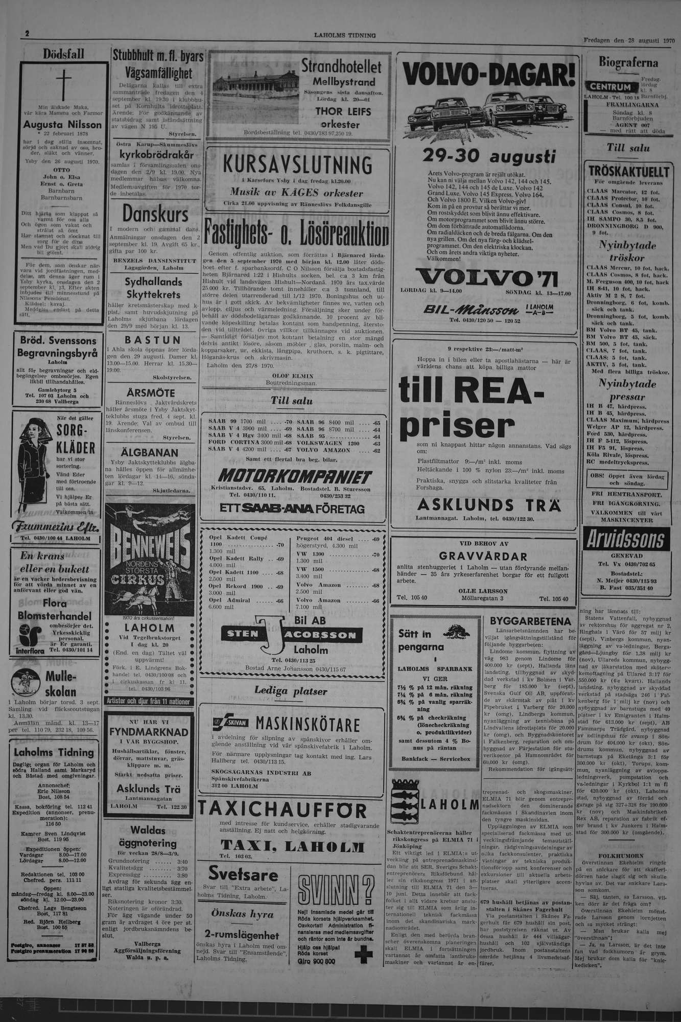 Laholms Tidning Fredag 28 augusti 1970, sida 2